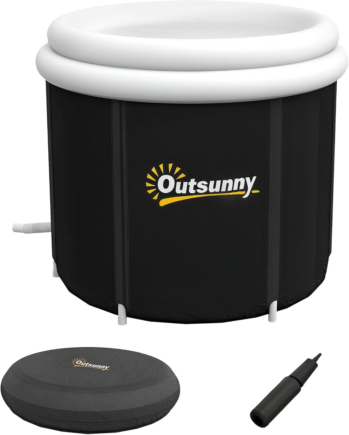 Outsunny Ice Bath Tub, 100 Gallon Cold Plunge Tub w/Thermo Lid, Black | Outdoor Portable, Cover, Carry Bag, for Athletes Recovery, Cold Water Therapy