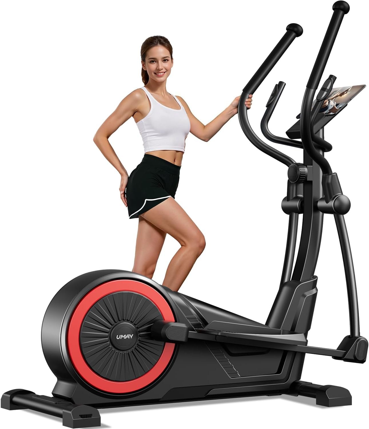 Elliptical Exercise Machine with 15.5”-17” Stride & Heart Rate Grips,Ultra Silent Magnetic Elliptical Machine for Home with 16 Levels Resistance and LCD Monitor,400 LBS Weight Capacity
