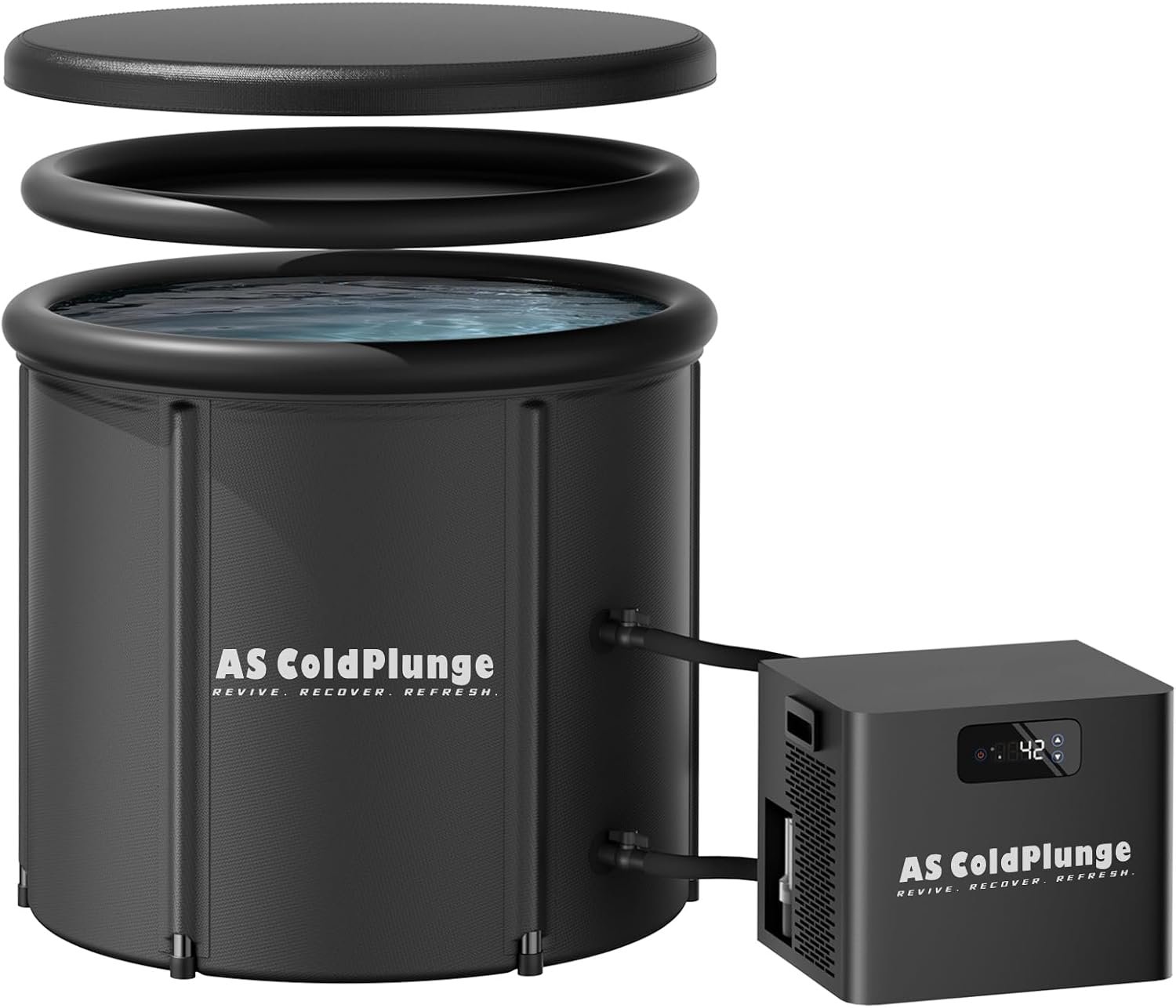 1/3 HP Ice Bath Chiller & 100 Gal Cold Plunge Tub Kit | Built-in Pump & Filter, 42°F Cooling, XL Insulated Round Ice Pod, Cold Plunge Tub with Chiller for Cold Therapy Recovery