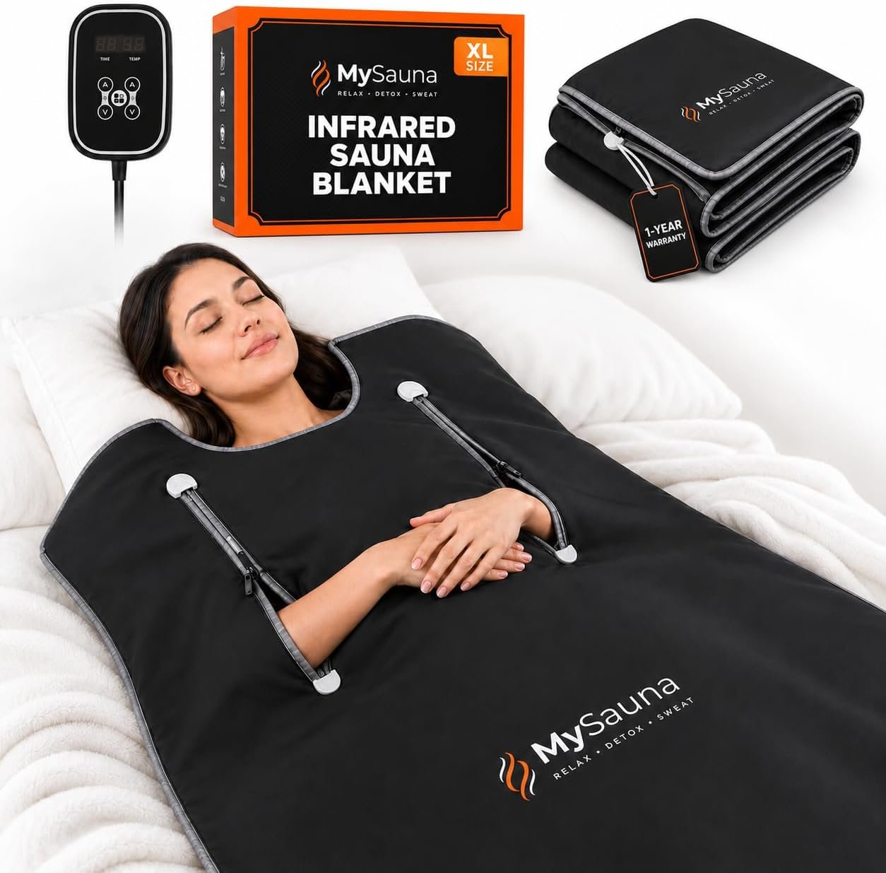 MySauna At-Home Sauna Blanket for Detox & Relaxation | XL Size 6.2 x 3 ft | Fits Him & Her, Fast Sweat, Reaches 176°F, For Detox & Relaxation, Includes Carry Bag & Upgraded Control Panel