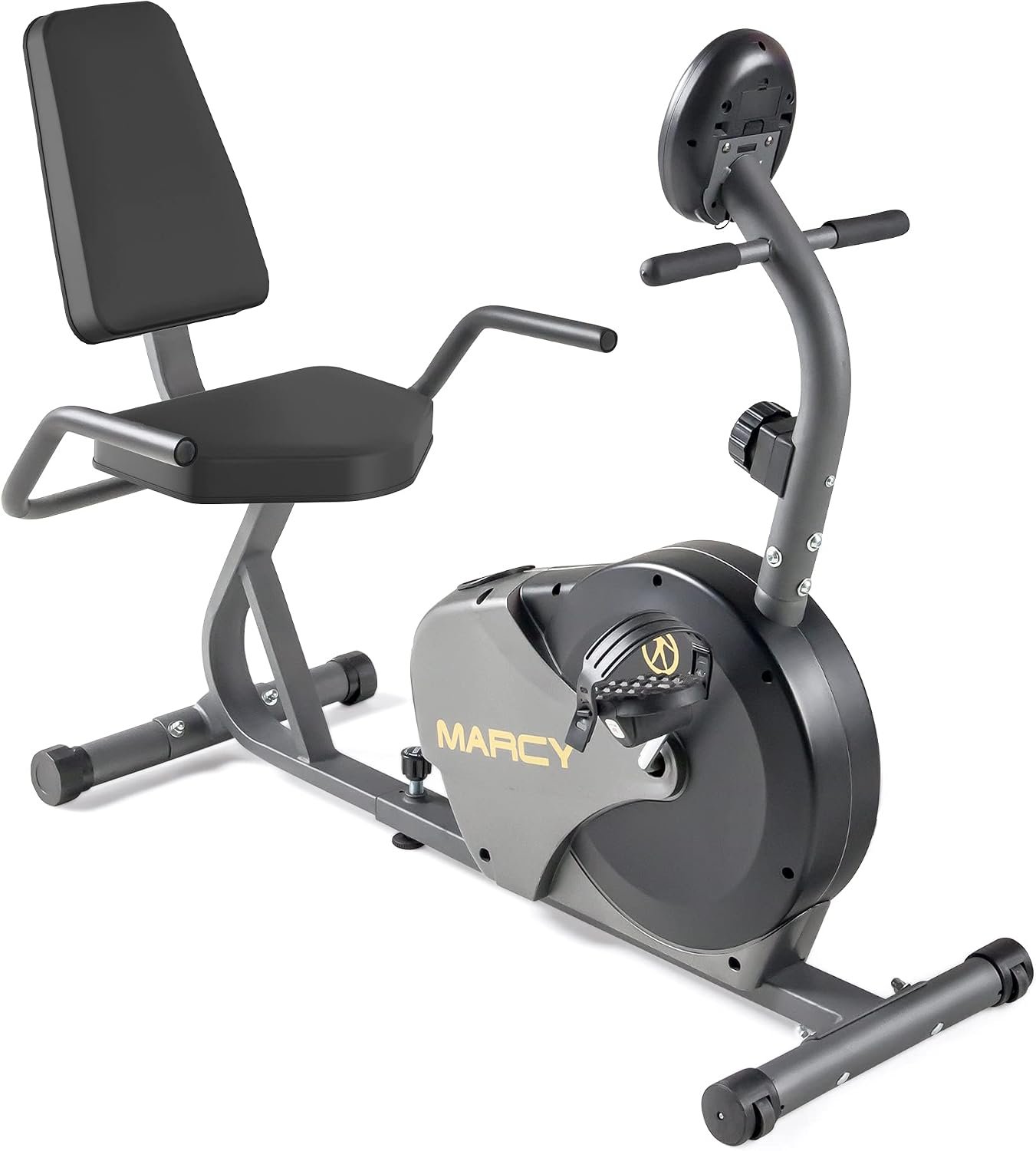 Marcy Magnetic Recumbent Bike with Adjustable Resistance and Transport Wheels NS-716R