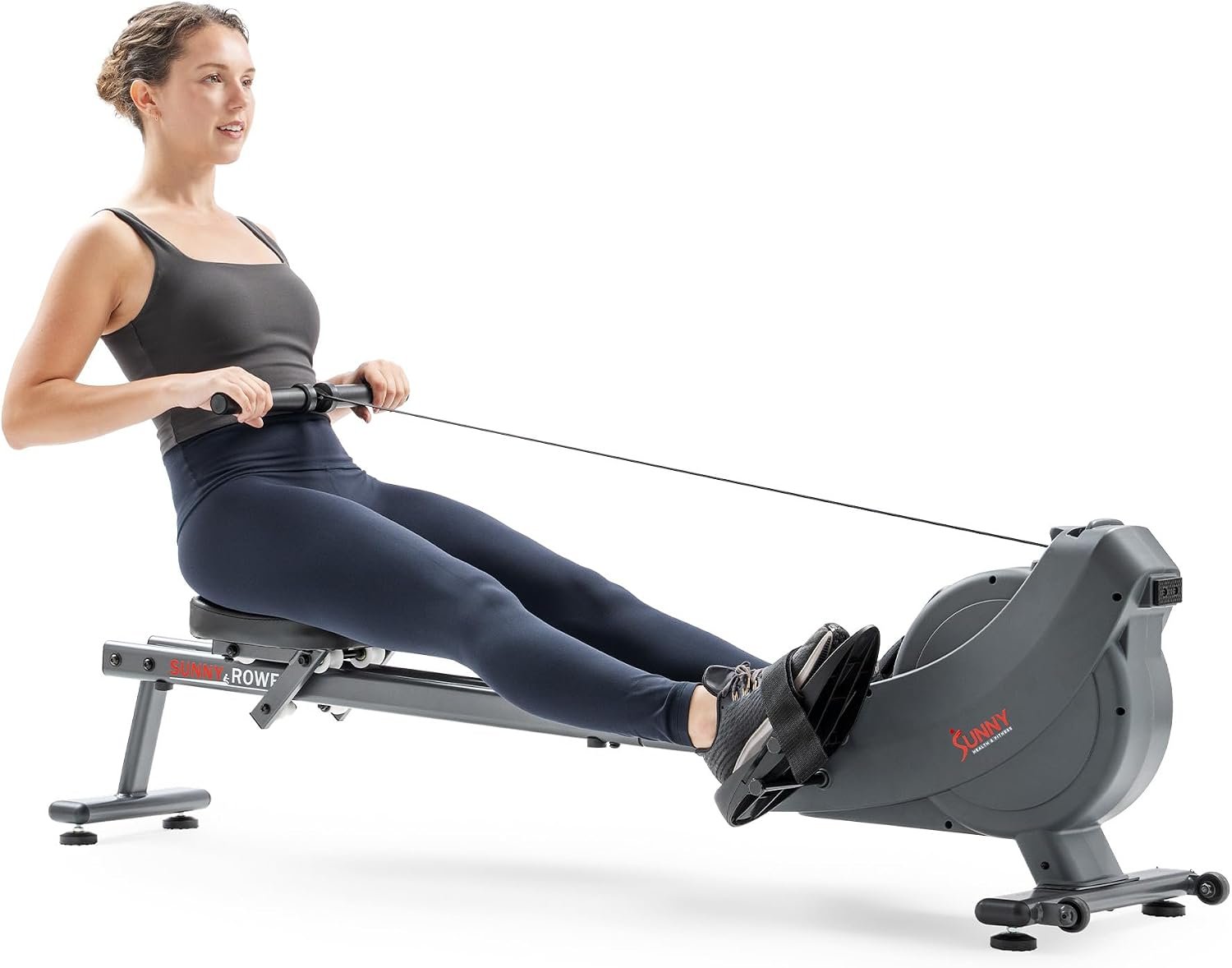 Sunny Health & Fitness Smart Magnetic Rower, Compact Quiet & Smooth Rowing Machine for Full-Body Cardio Exercise, Free SunnyFit Training App Connection