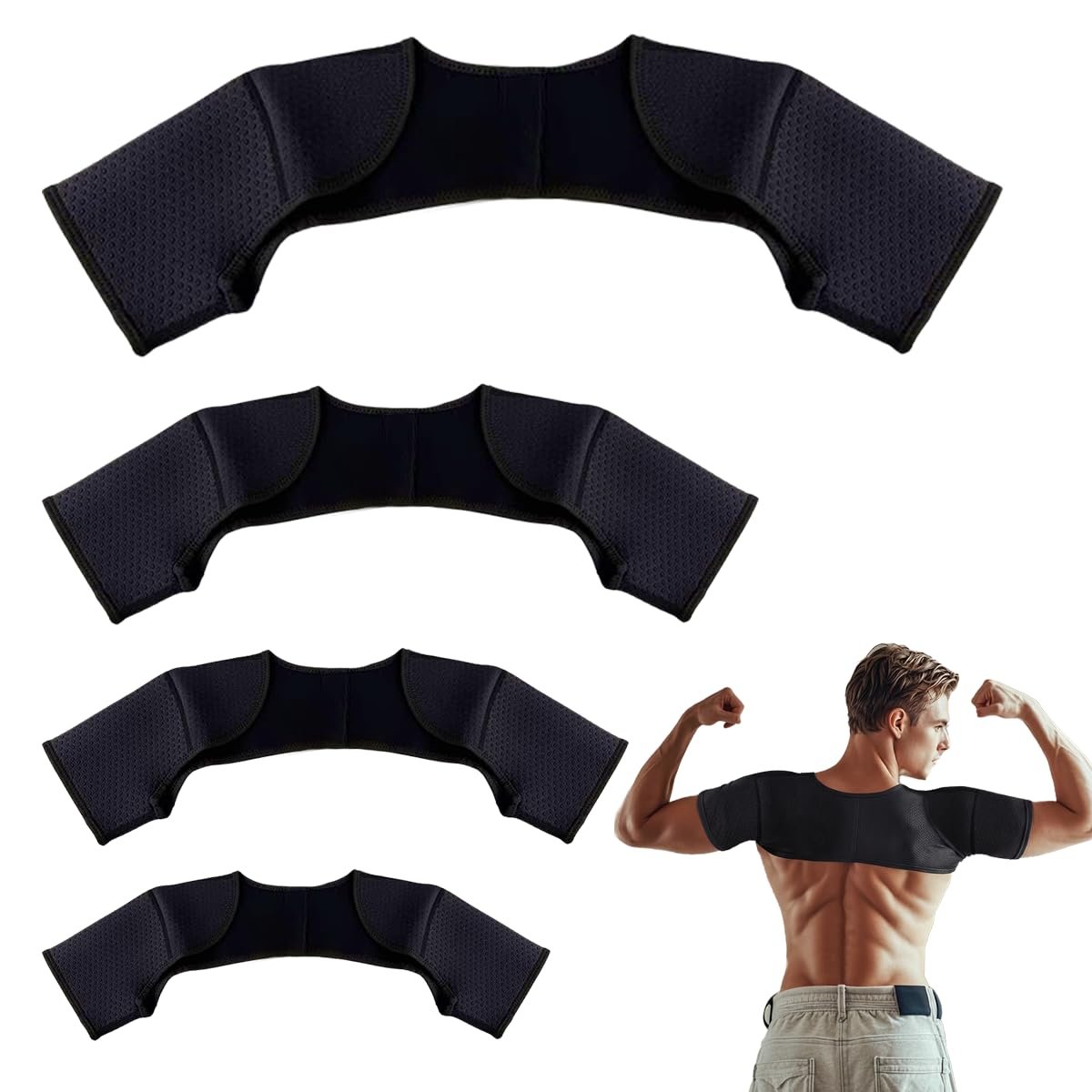 Double Shoulder Brace,Concealed Double Shoulder Brace for Sports Lovers,Comfortable and Breathable Shoulders Braces for Chronic Tendinitis Pain Relief,Outdoor Sports,Sleeping,Running(Medium)