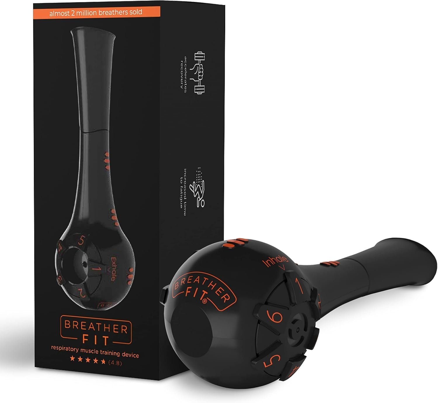 The Breather Fit – Lung Trainer for Athletes – Portable Breathing Exercise Device for Lungs – Respiratory Muscle Strengthener – Lung Exerciser Device – Breath Trainer – Coaching App Included