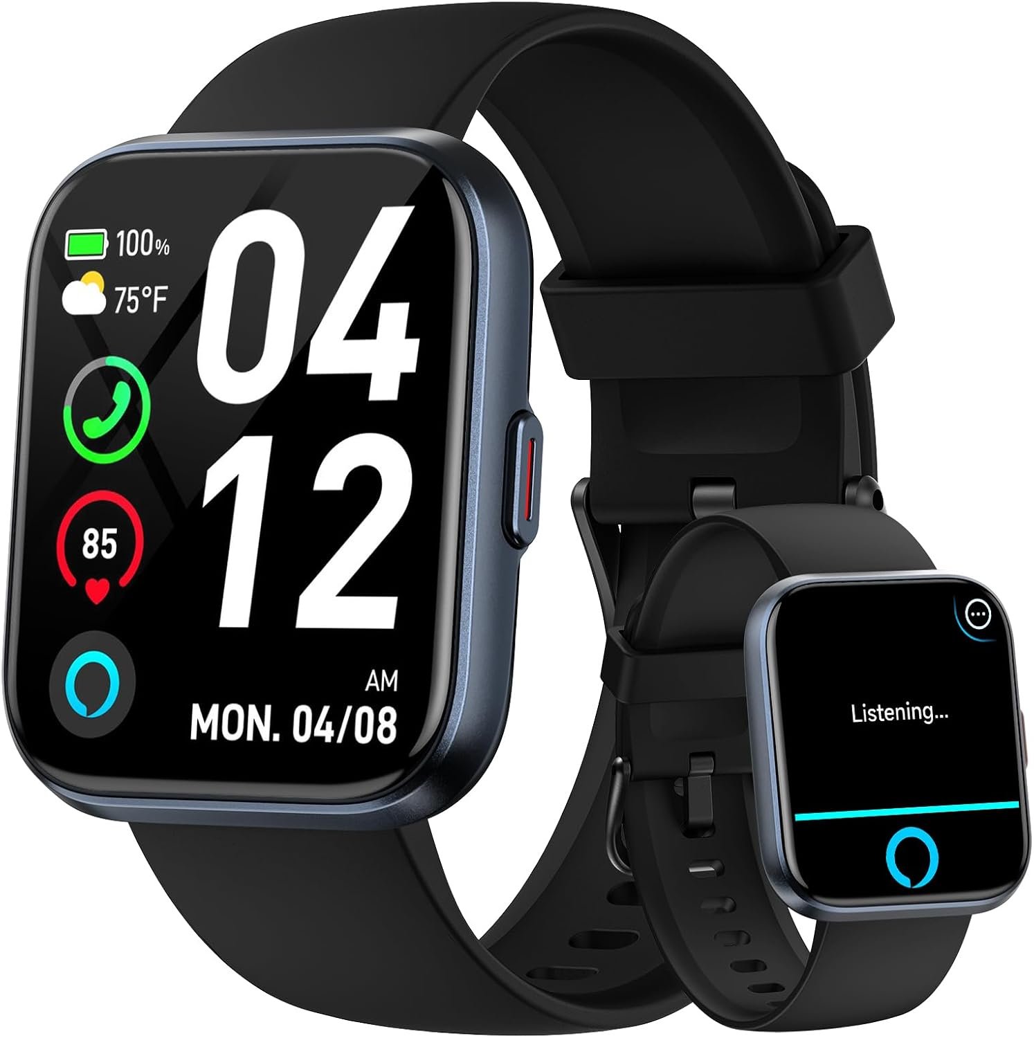 Smart Watches for Men Android & iPhone, 1.8″ HD Alexa Built-in Smartwatches Fitness Tracker Watch with Bluetooth Calls, IP68 Waterproof, Heart Rate/Sleep/SpO2 Monitor, 110 Sport Modes – Black