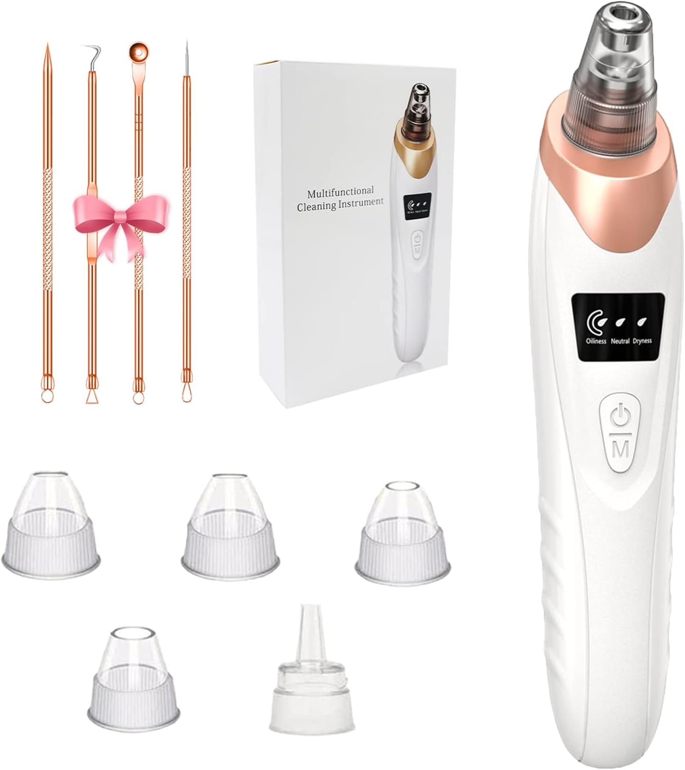 2026 Blackhead Remover Pore Vacuum,Facial Pore Cleaner-5 Suction Power,5 Probes,USB Rechargeable Blackhead Vacuum Kit Electric Pore Vacuum Tool for Adult(Gold)