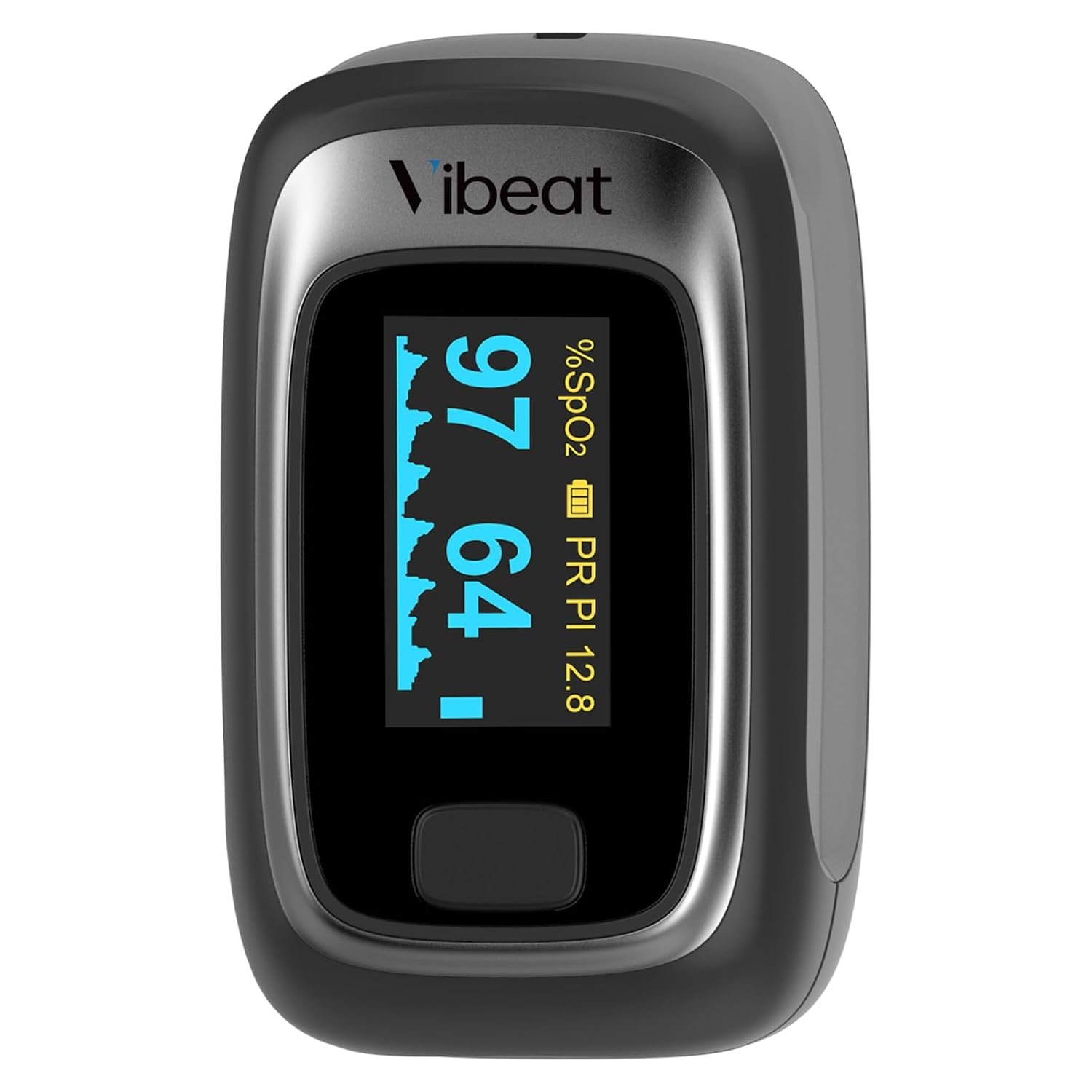 Fingertip Pulse Oximeter, Blood Oxygen Saturation Monitor, Finger O2 Sensor with Pulse Rate, Batteries and Lanyard Included, Black