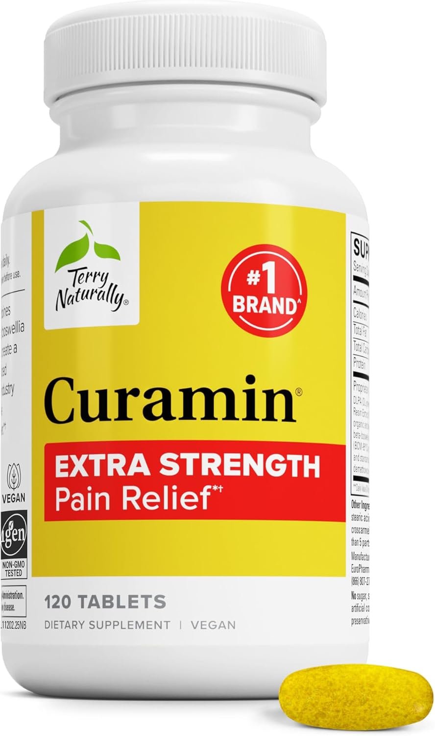 Terry Naturally Curamin Extra Strength – Soreness & Pain Relief – 120 Count | BCM-95, BosPure, DLPA. Occasional Muscle Discomfort Support. 120 tablets.