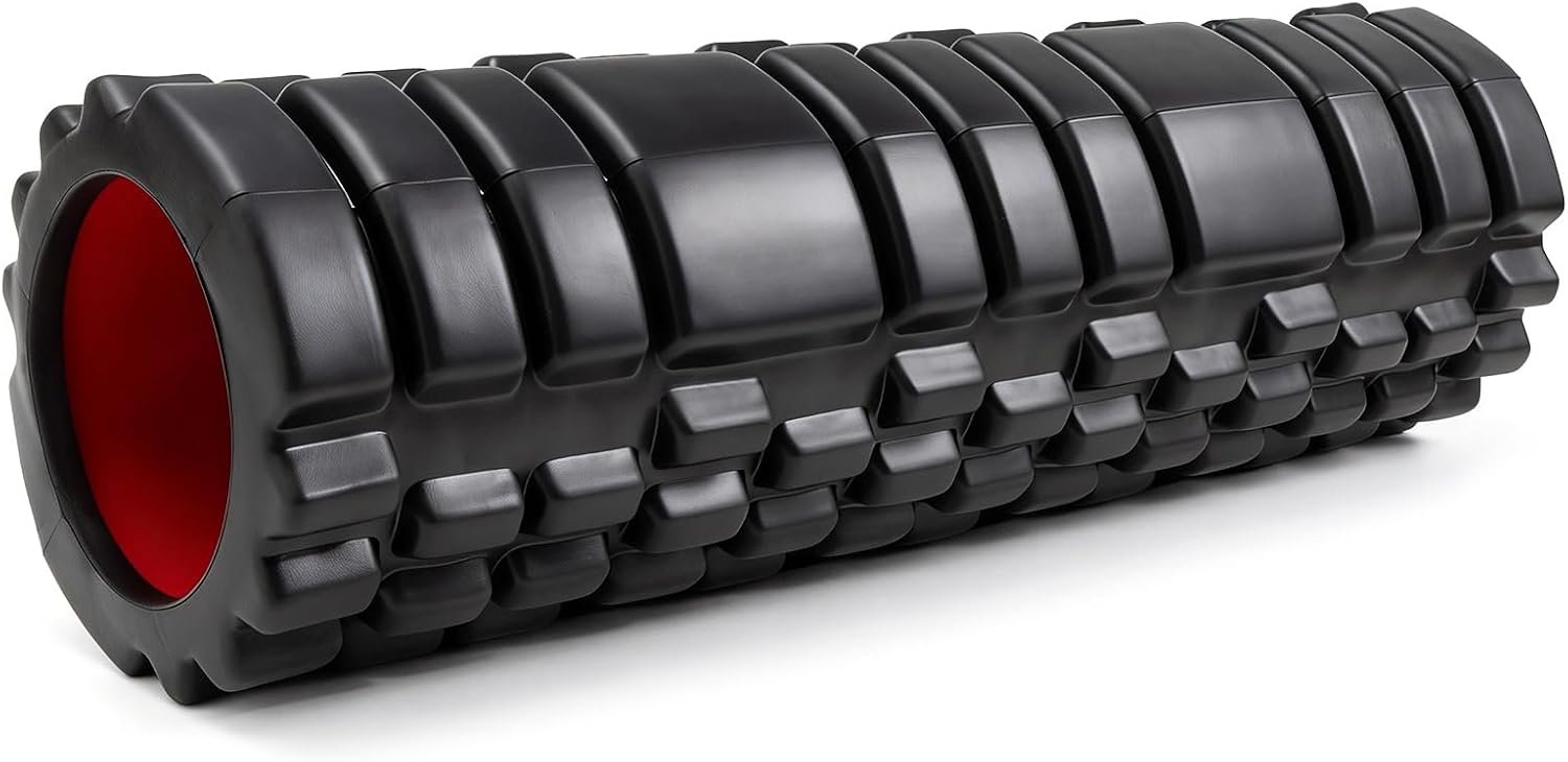 Foam Roller for Deep Tissue Massager, Patented Exercise Roller | 18″ Trigger Point Foam Roller for Muscle Recovery, Physical Therapy, Improves Mobility, Fitness, Yoga and Pilates, Black