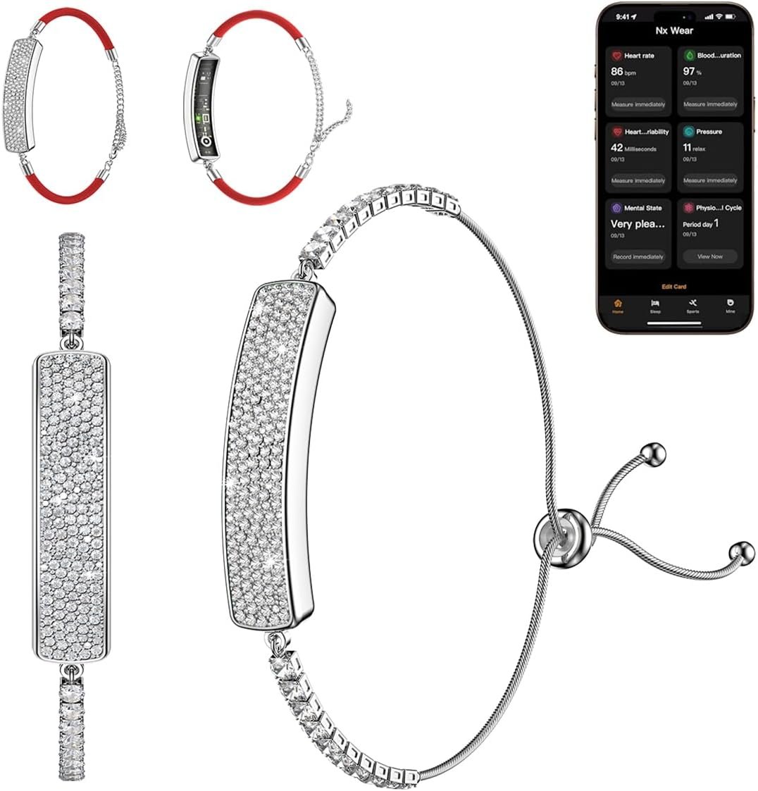 Smart Bracelet Fitness Tracker with 24/7 Health Monitoring 5ATM Waterproof,Blood Oxygen, Heart Rate, HRV,Sleep Monitor – Slim Design Long Battery Life for Women Free App Android & iOS Silver