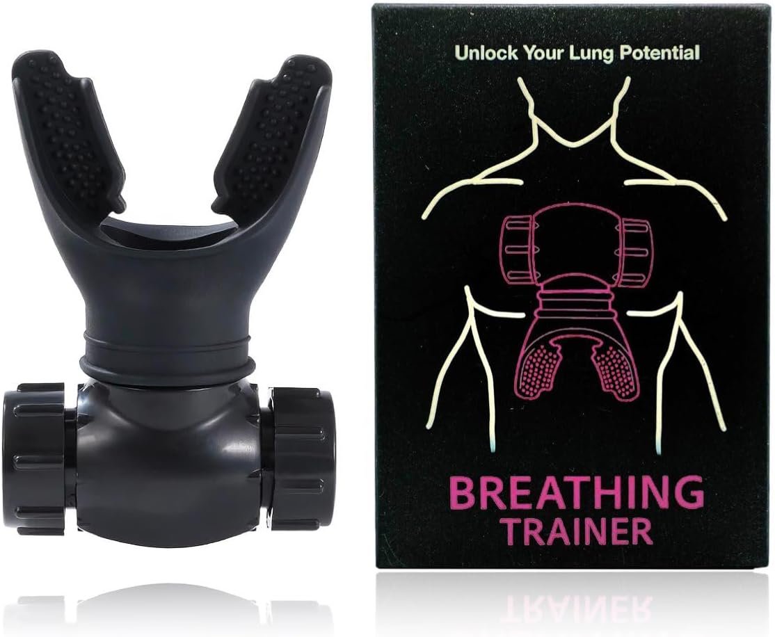 Lung Trainer, Dual-Control Breathing Device for Exercise, Black | Independent Inhale and Exhale Resistance, Soft Silicone Mouthpiece, Compact, Easy to Clean, Fitness and Daily Training