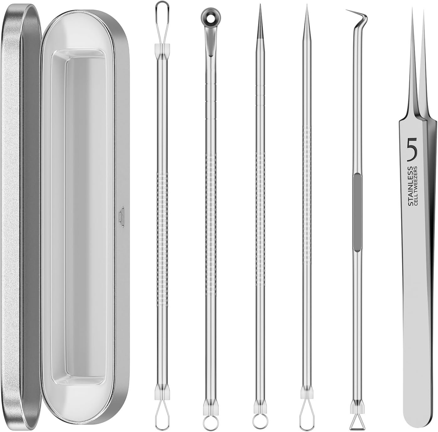 Blackhead Remover Pimple Popper Tool Kit 6 Pcs Blackhead Remover Tools Kit with Storage Case Pimple Popper Tool kit for Face Nose Deep Cleansing Pimple Extractor for Quick and Easy Removal of Pimples