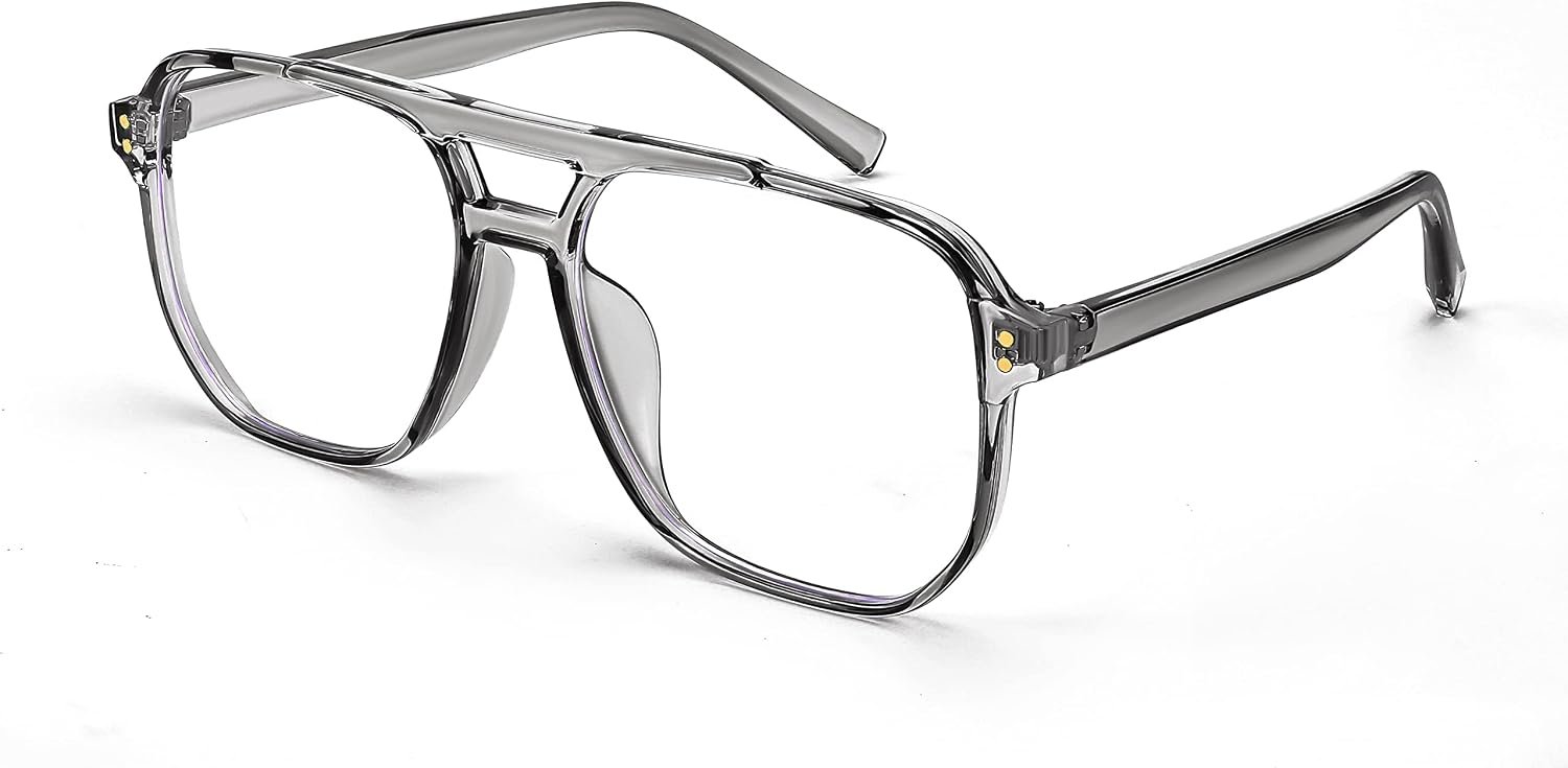 FEISEDY Blue Light Glasses for Women Men Oversized Pilot Lightweight B2866 | Blue Light Blocking Glasses, Square Fake Nerd Frame, Work Daily Screen Office Computer Use
