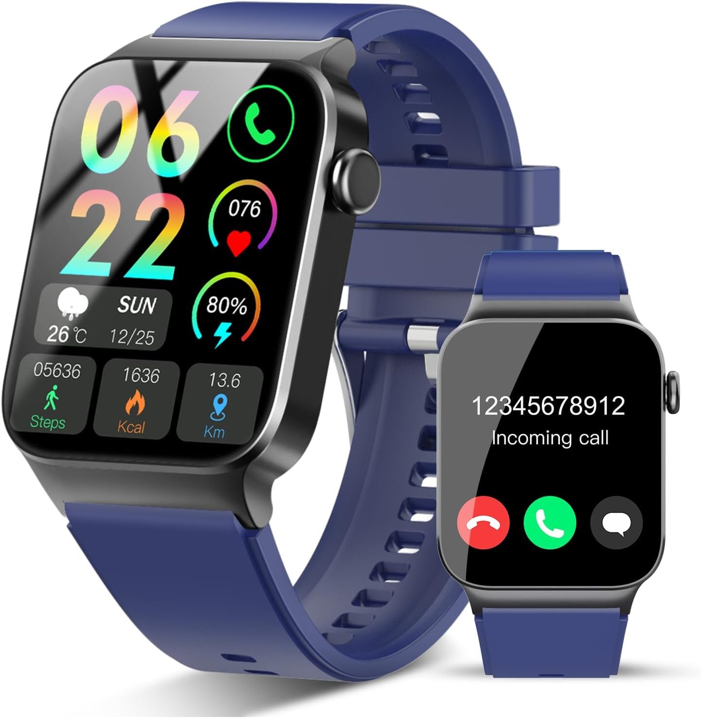 STECEi Smart Watch for Men Women Bluetooth Call, 1.85″ HD Screen Smartwatch with Heart Rate/Sleep Monitor, 110+ Sport Modes Activity Trackers IP68 Waterproof, Fitness Watch for Android iOS, Blue
