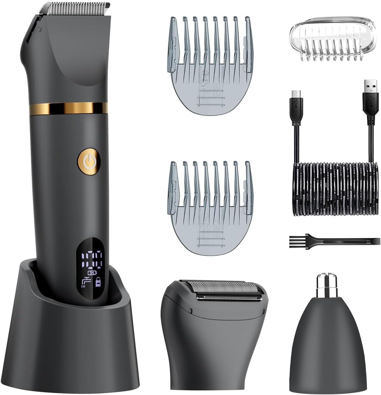 Men Ball Shaver, 3-in-1 Titanium Blade Pubic Trimmer IPX7 Wet Dry Electric Razor