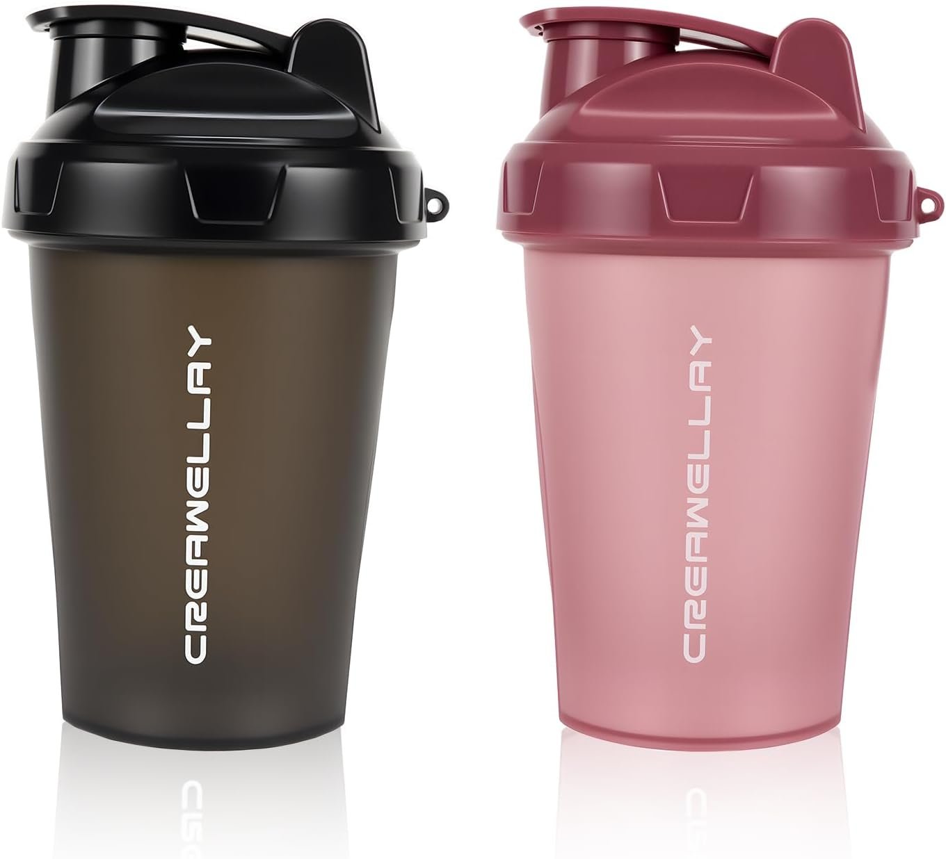 2 Pack Shaker Bottles for Protein Mixes, 17 oz Small Protein Shaker Bottle with Handle, Gym Shaker Cups with Blending Ball for Pre Workout, BPA-Free & Dishwasher Safe (Black, Pink)