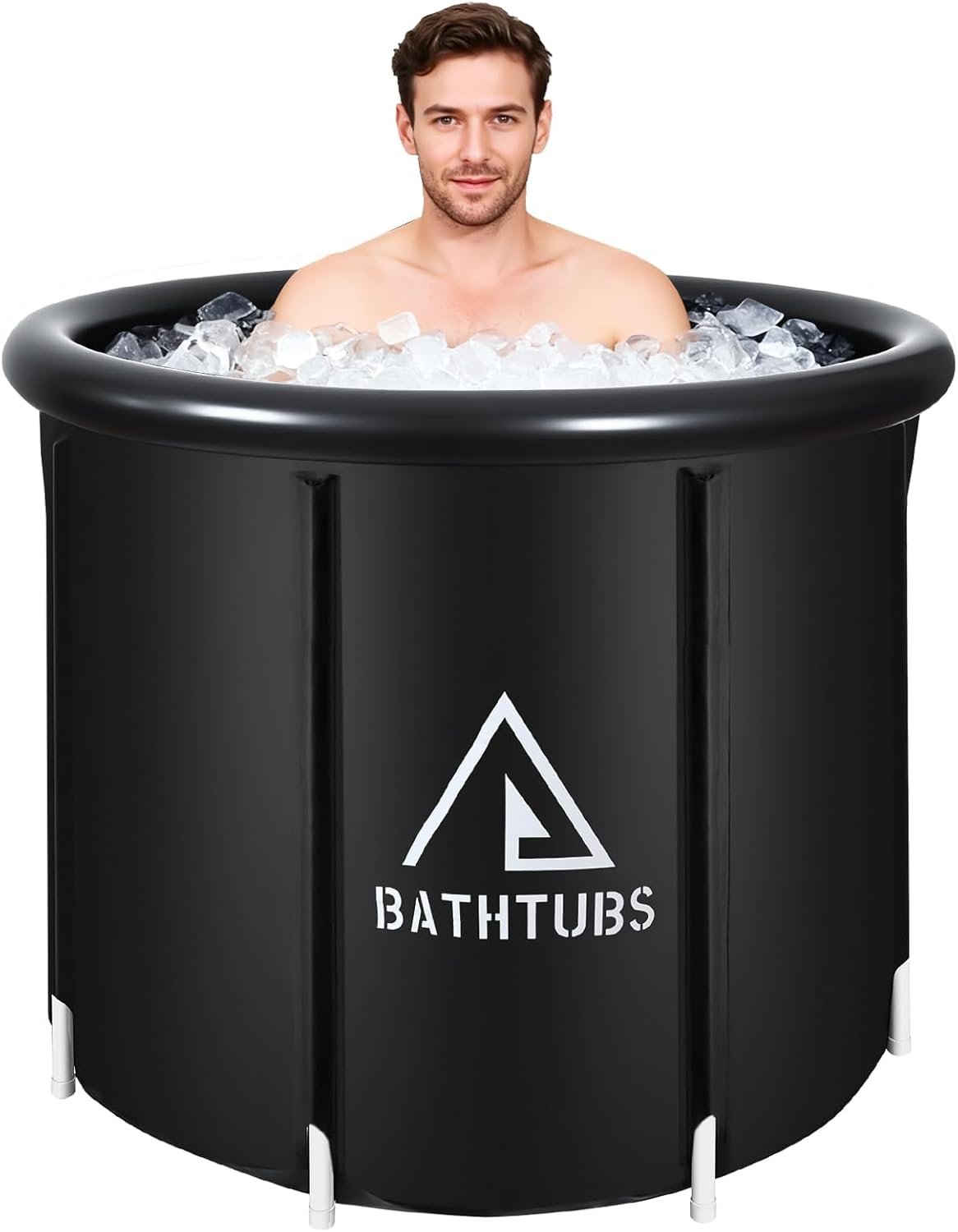 Ice Bath Tub for Athletes, 85 Gal Portable Cold Plunge Tub with Pump for Cold Water Therapy and Recovery, Indoor & Outdoor and Gym, Black