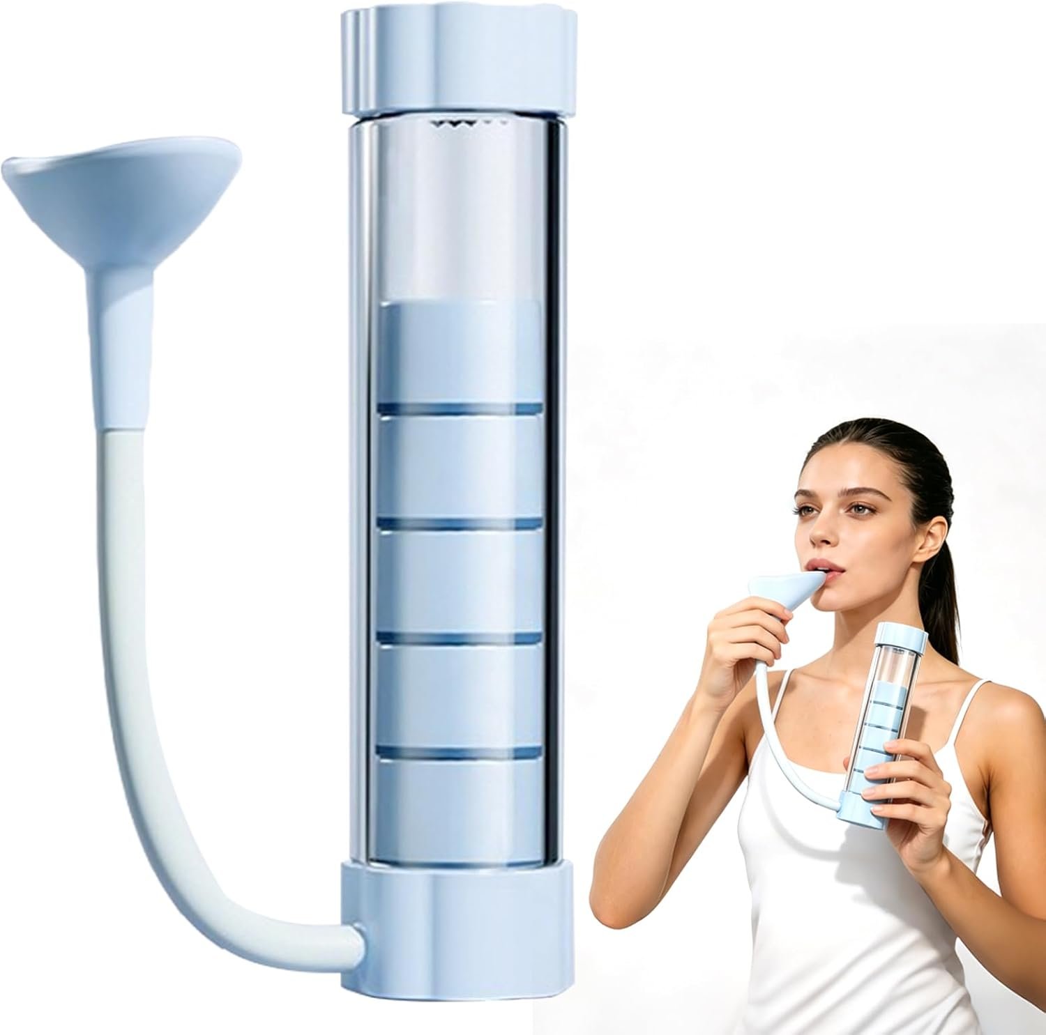 Auqzest Adjustable Breathing Training Device,Weighted Practice Tool,Portable Yoga Accessory,Daily Breathing Resistance Training Dumbbells,Gym Breathing Trainer for Adults,Travel Fitness Exercise,Blue