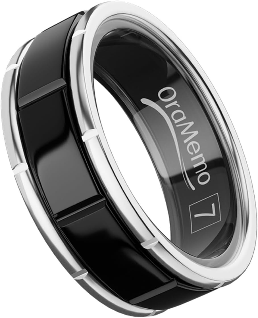 AI Smart Ring 1.0, Fitness Tracker for Men/Women,Gloss Black Size 7 | Waterproof up to 50 meters Activity/Sleep Tracking, Heart Rate, 7-8 Days Battery, iOS/Android