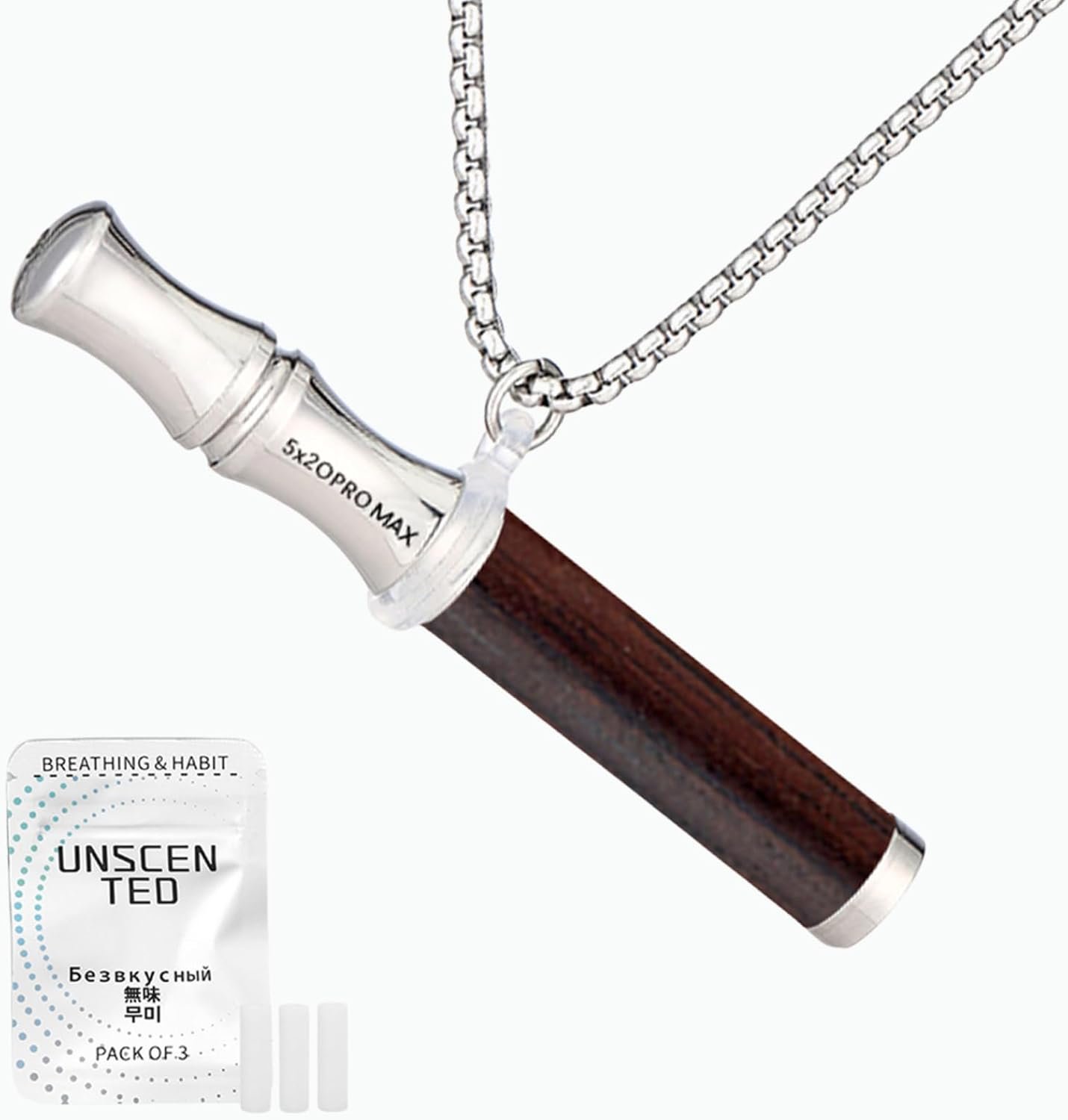 Breathing Necklace for Anxiety, Wood Breathing Pendant Breathwork Tool for Calm Meditation & Stress Relief, Mindfulness Slow Breathing Trainer Gift for Women Men