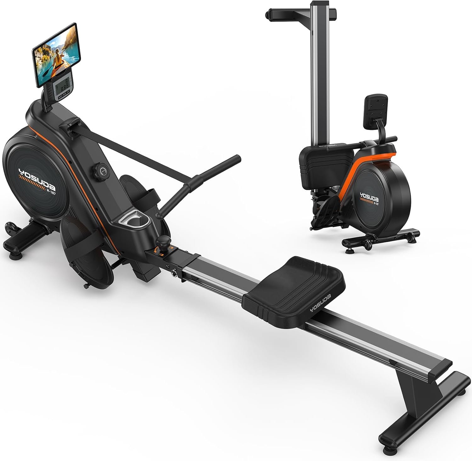 YOSUDA Rowing Machine for Home, Magnetic Rower Machine for Beginners to Athletes, Use with Resistance Adjustment Function, Bluetooth, App Supported, LCD Monitor, and Comfortable Seat Cushion