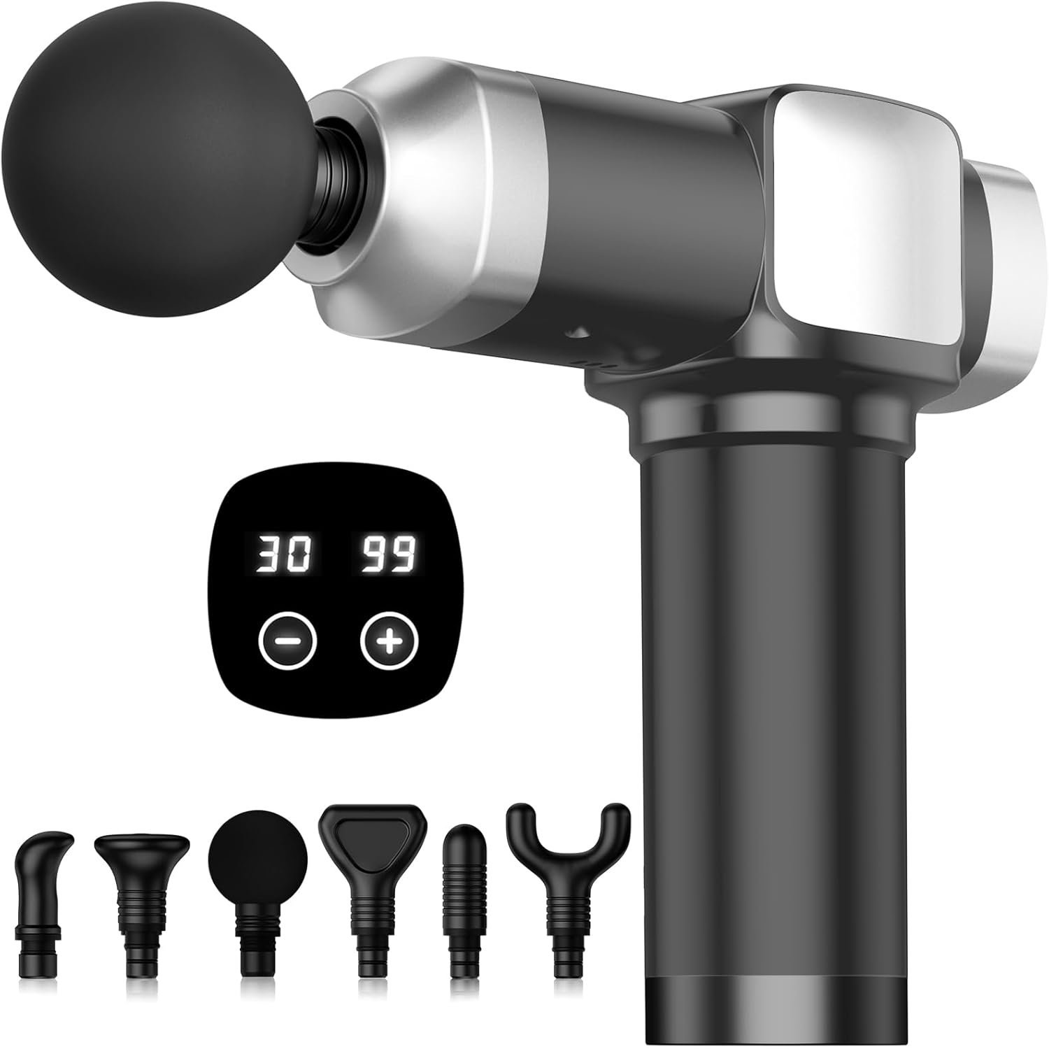 Massage Gun Deep Tissue, Handheld Percussion Muscle Massager for Back | Back Massage for Athletes for Pain Relief,Neck & Shoulder Massager with 30 Speed Levels & 6 Massage Heads,Gift for Men Women