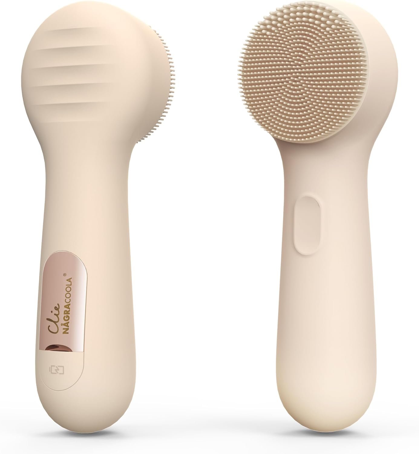 Silicone Face Scrubber, NågraCoola CLIE 2.0 Facial Cleansing Brush, Rechargeable, Waterproof Face Scrub Brush for Cleansing, Exfoliating, Massaging, Electric Facial Exfoliator for Women and Men – Oat