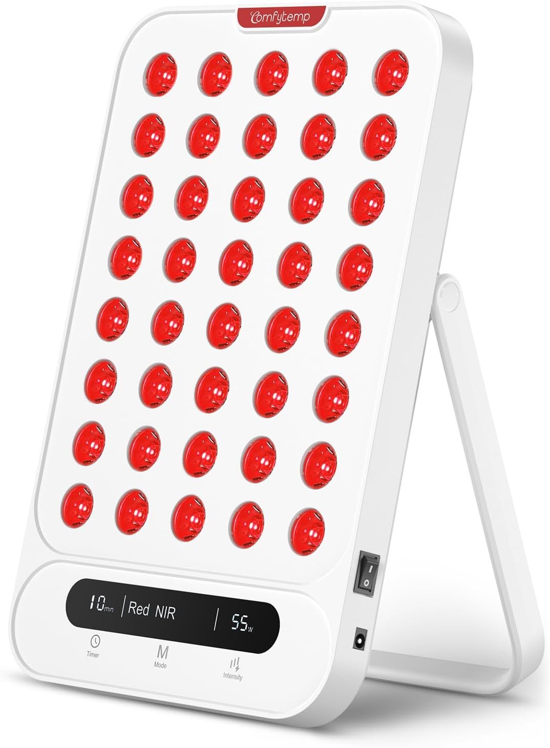 Comfytemp 55W Red Light Therapy Panel for Body, Dual-Chip 40 LEDs, Portable | Near Infrared Light Panel with Adjustable Stand, 4 Modes, Small Compact Panel with Timer for Travel Home Use, 660nm & 850nm
