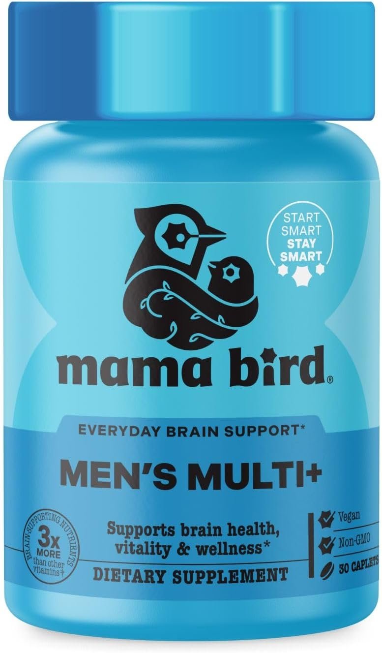 Mama Bird Men’s Multi+ (30 Servings) Mens Multivitamins – Methylfolate, Vitamin B6, Vitamin B12 – Organic Antioxidant Blend, Herbs – Non GMO, Third-Party Tested, Vegan & Gluten Free