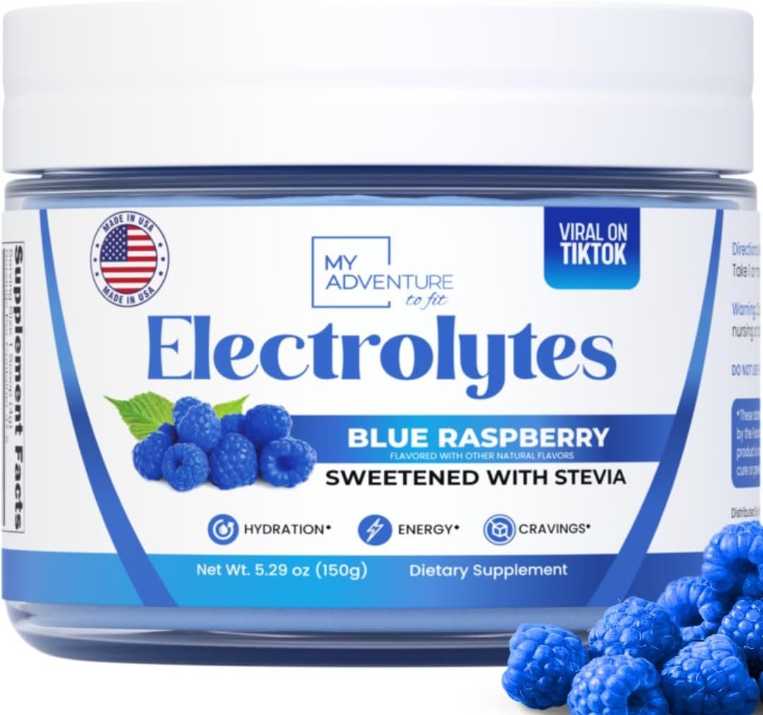 Electrolytes Powder – Blue Raspberry Sugar Free Hydration Drink Mix 37 Svgs | Refreshing Flavor Makes Water Easy to Drink – Daily Water Enhancer for Everyday Life, Sports, Exercise, Travel & Outdoors