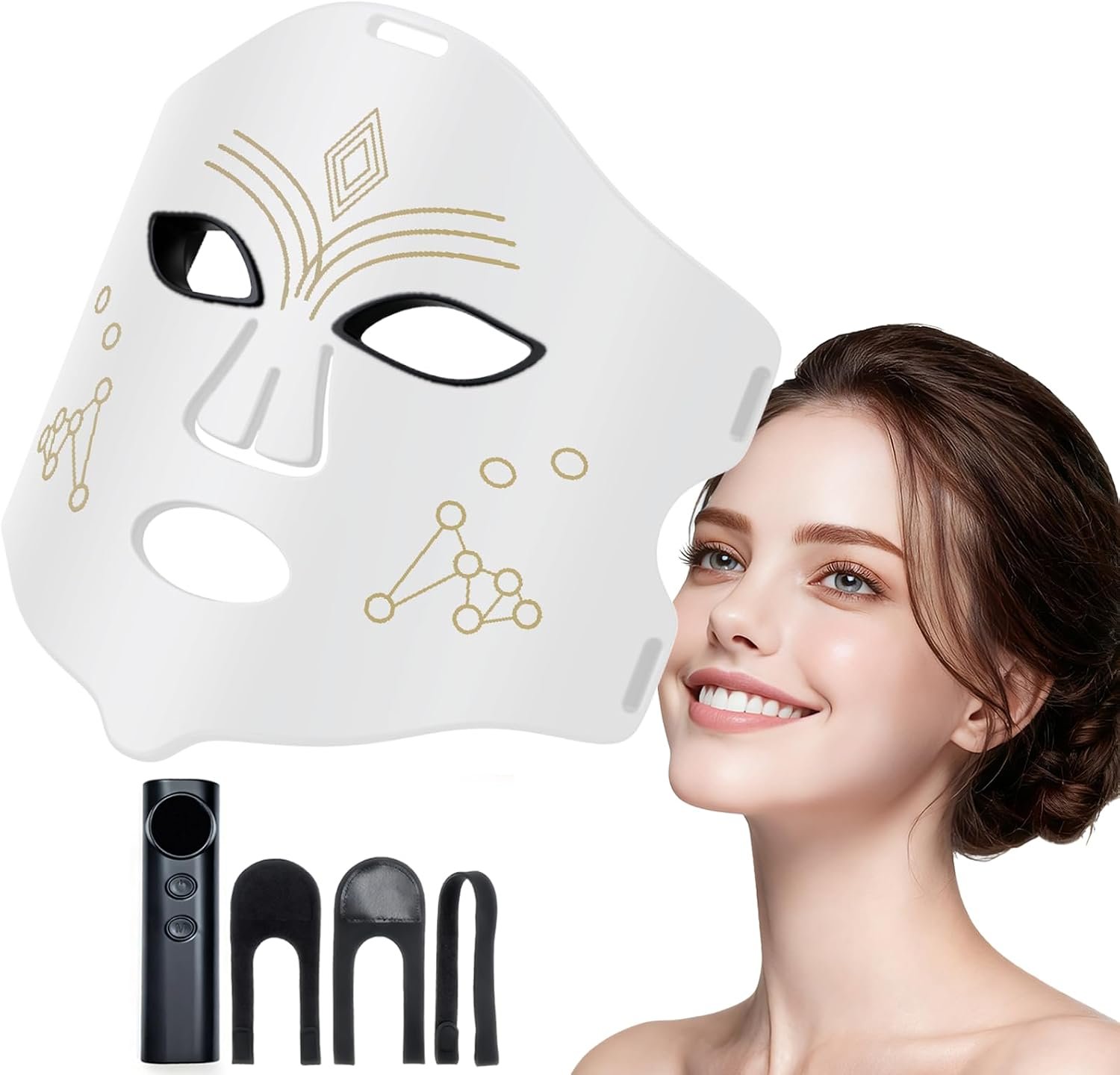 Red Light Therapy for Face, 4 Modes LED Light Therapy Mask with 850nm NIR Infrared Red & Blue Light, Rechargeable Portable Facial Skincare Device with Timer for Home Use, Lightweight for Women & Men