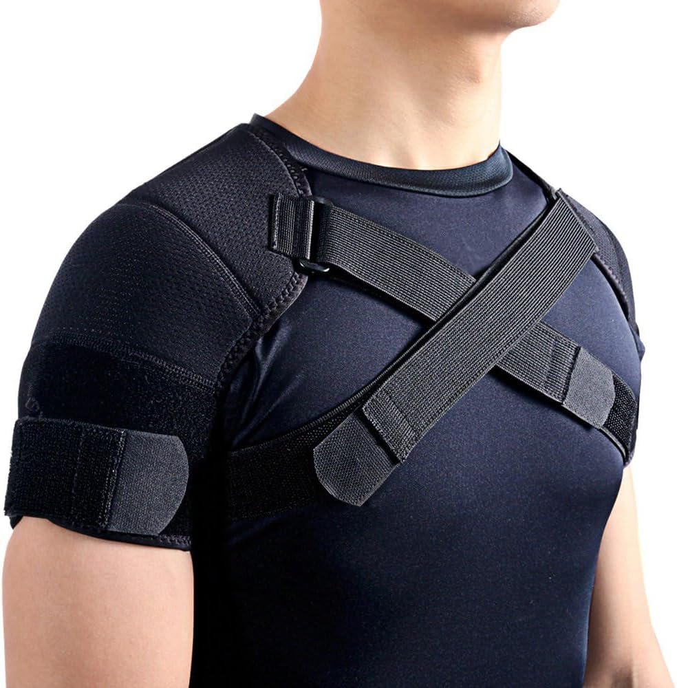Double Shoulder Support Brace Strap Wrap Neoprene Protector,XL