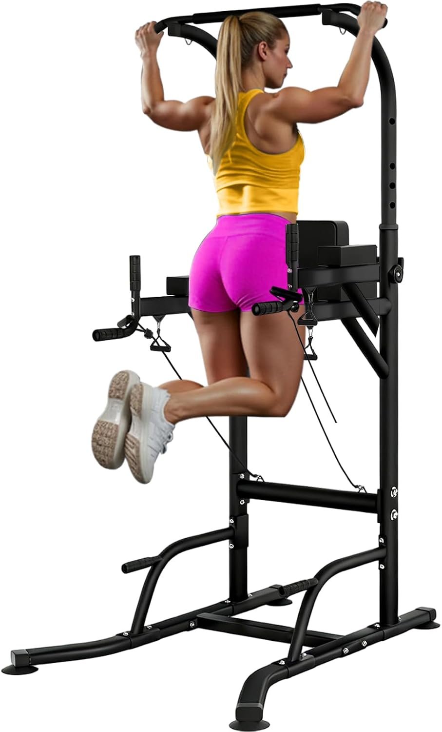 Power Tower Pull Up Bar and Dip Station,Adjustable 86.6 inches | Adjustable Height,Strength Training Equipment,Home Gym Workout,Multi-Function,Space-saving,Easy Assembly,Stable Structure