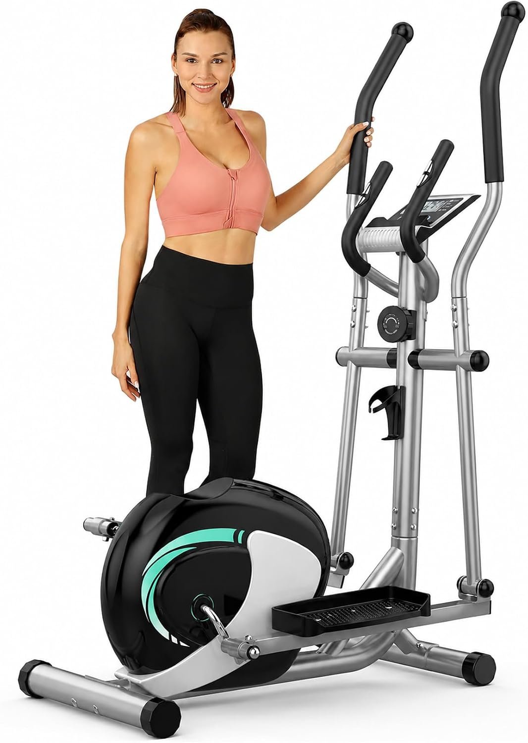 THERUN Elliptical Machine for Home, Hyper-Quiet Elliptical Exercise Machine, Compact Elliptical Trainer w/16 Levels Adjustable Resistance, 13.2LBS Flywheel, Pulse Sensor, LCD Monitor