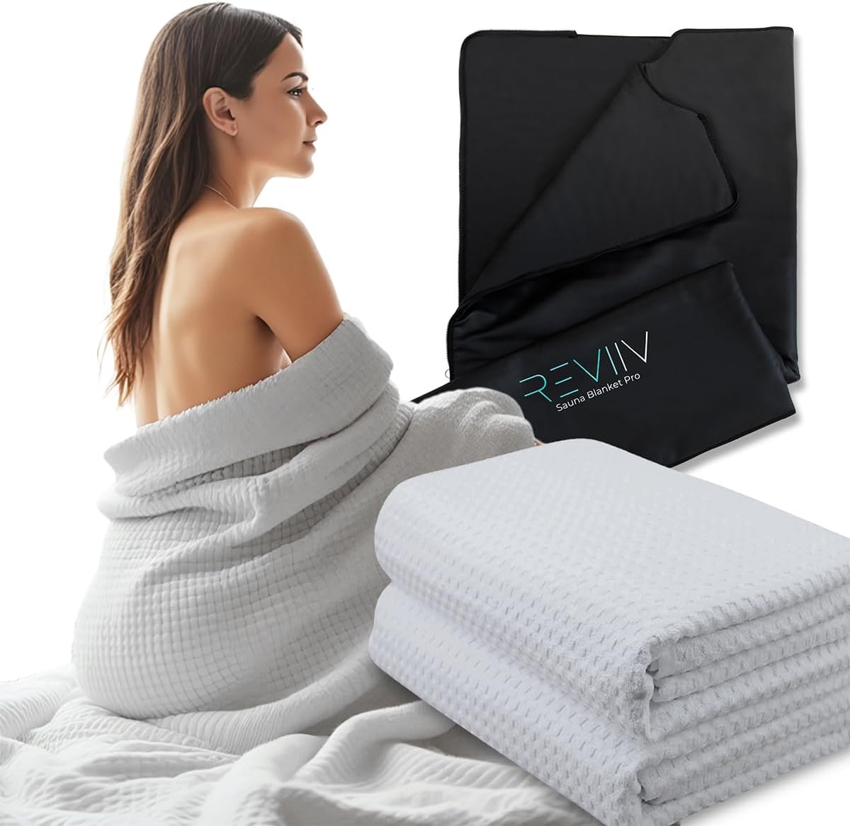 Sauna Blanket Towel Insert – 2 Pack Light Grey 100% Cotton Waffle – Home Infared Sauna Sessions Without The Cleanup – Absorbent and Quick-Drying Sauna Towels