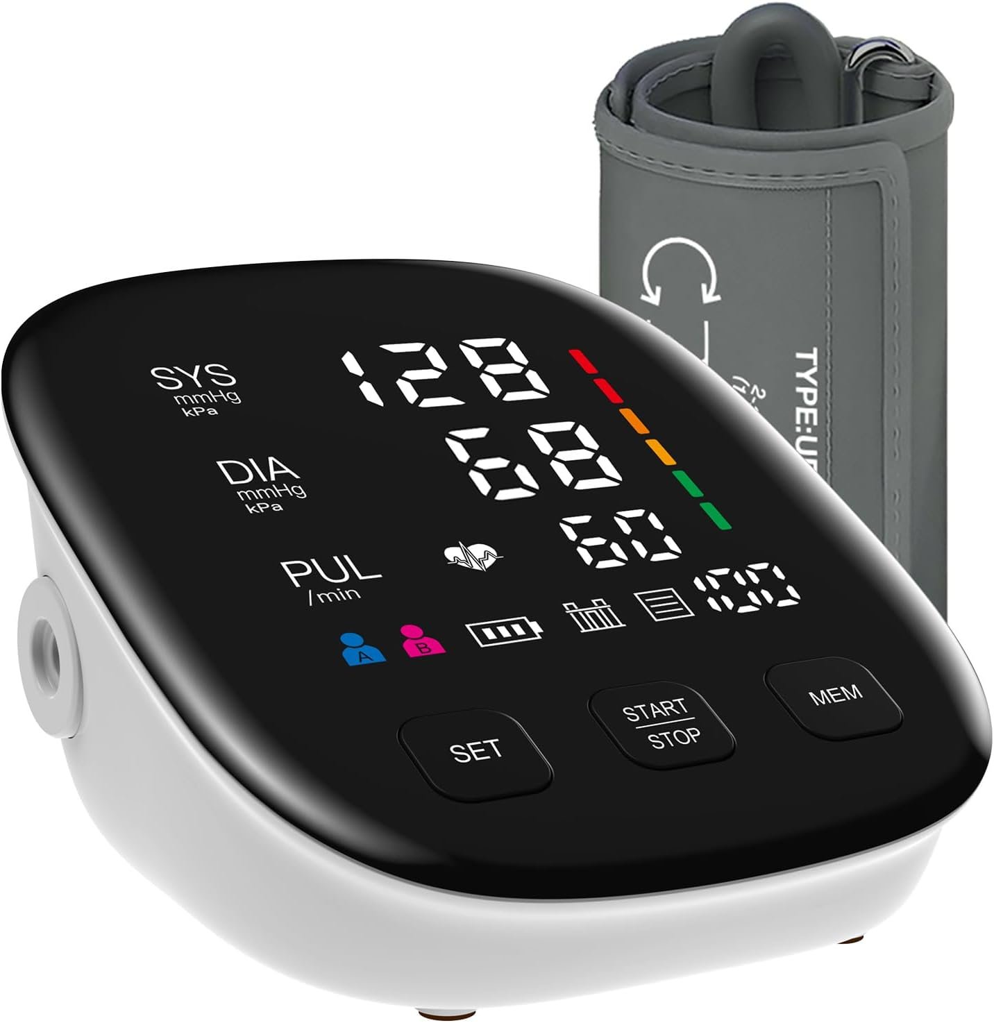 Blood Pressure Monitor, Upper Arm Blood Pressure Monitors for Home Use | 2×199 Memory, Large LED Display, Adjustable Blood Pressure Cuff 9-17”, Dual-User, FDA Cleared, One-touch Operation (White)