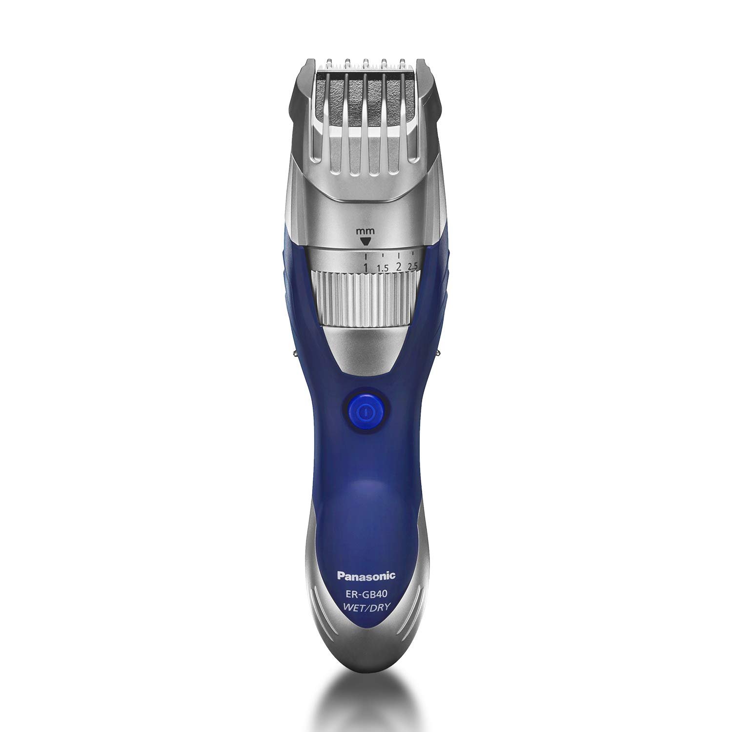 Panasonic Cordless Men’s Beard Trimmer with Precision Dial, Adjustable 19 Length Setting, Rechargeable Battery, Washable – ER-GB40-S (Blue)