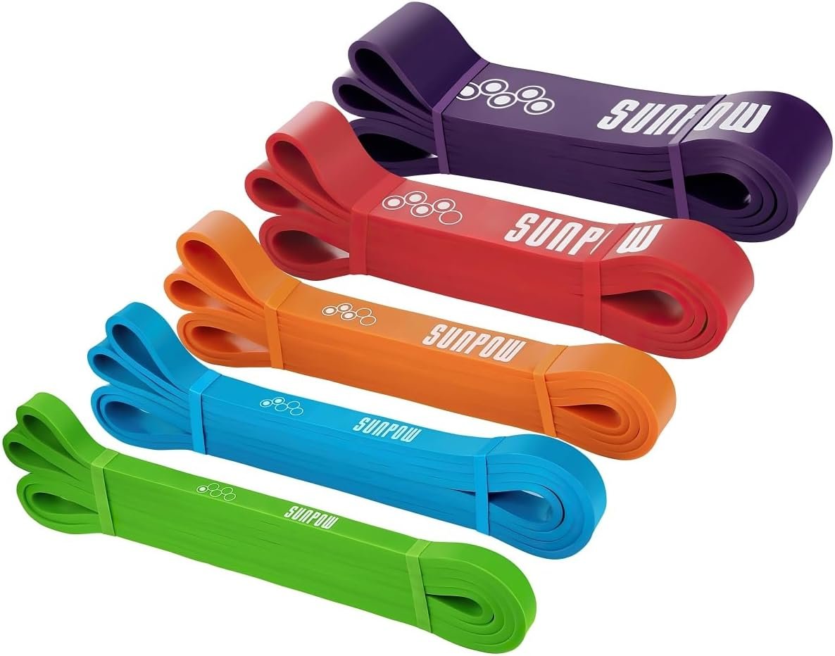 SUNPOW Pull Up Assistance Bands, Set of 5 Heavy Duty Resistance Bands for Men & Women, Natural Latex Exercise Bands for Pull-Up Progression, Home Workout, Strength Training, Mobility & Stretching