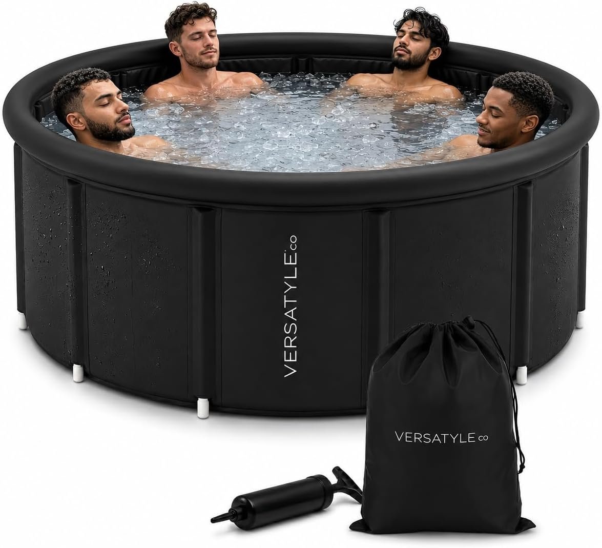 Versatyle XXL Ice Bath Tub for Adults, Extra Large Cold Plunge with Stainless Steel Frame, Insulated Walls, Cover, Pump & Carry Bag, Portable Recovery Pool, Fits Up to 4 People, 325-Gallon