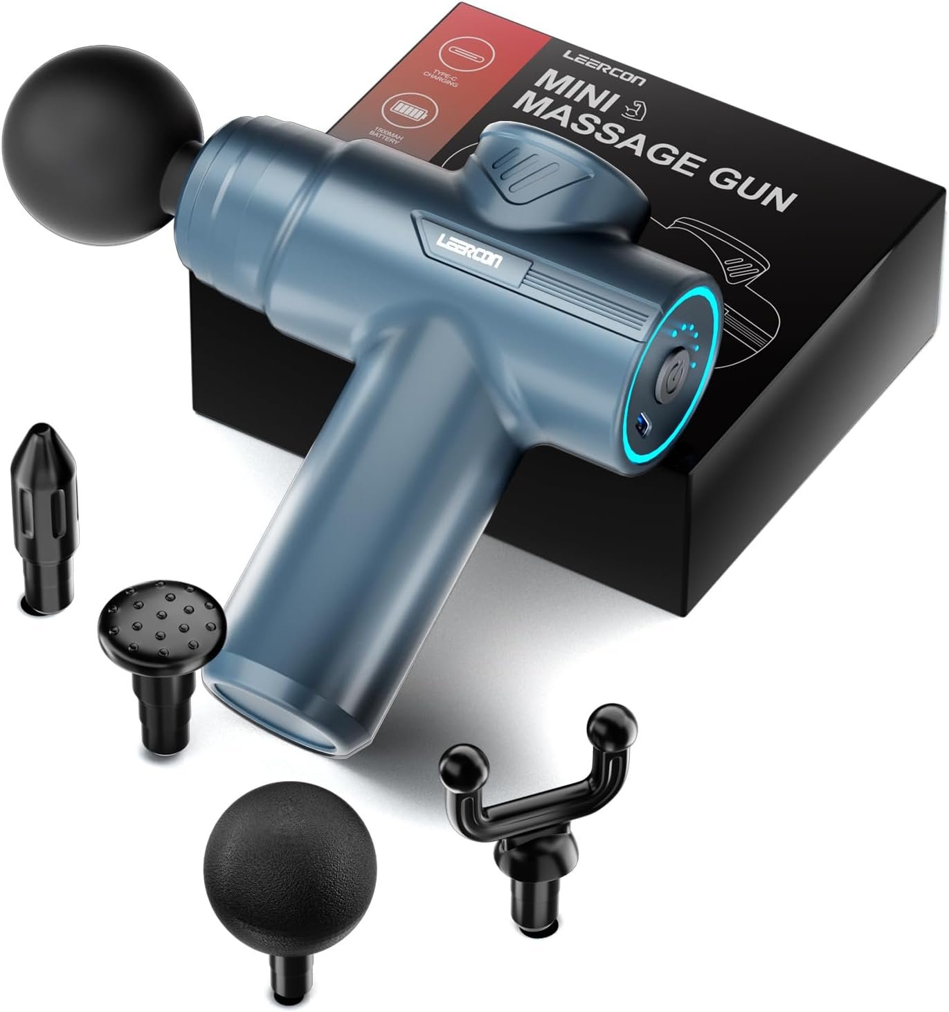Massage Gun Deep Tissue Handheld Muscle Massager for Pain Relief | Electric Massager Gun with 6 Speeds and 4 Heads Small Massage Gun for Athletes, Ideal Gift for Men Women Dad Mom Blue
