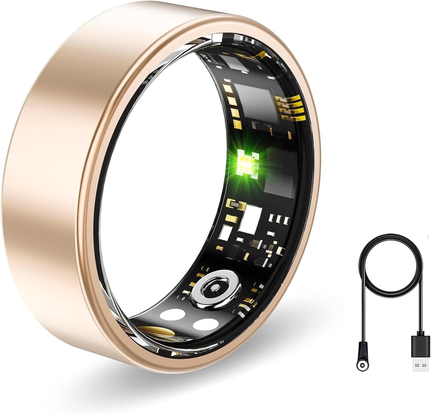 Smart Ring, Health Fitness Tracker with Heart Rate Blood Oxygen Monitor, Sleep & All-Day Sports Tracking, Long Battery Life Waterproof Wearable Ring for Men Women (Rose Gold, 8)