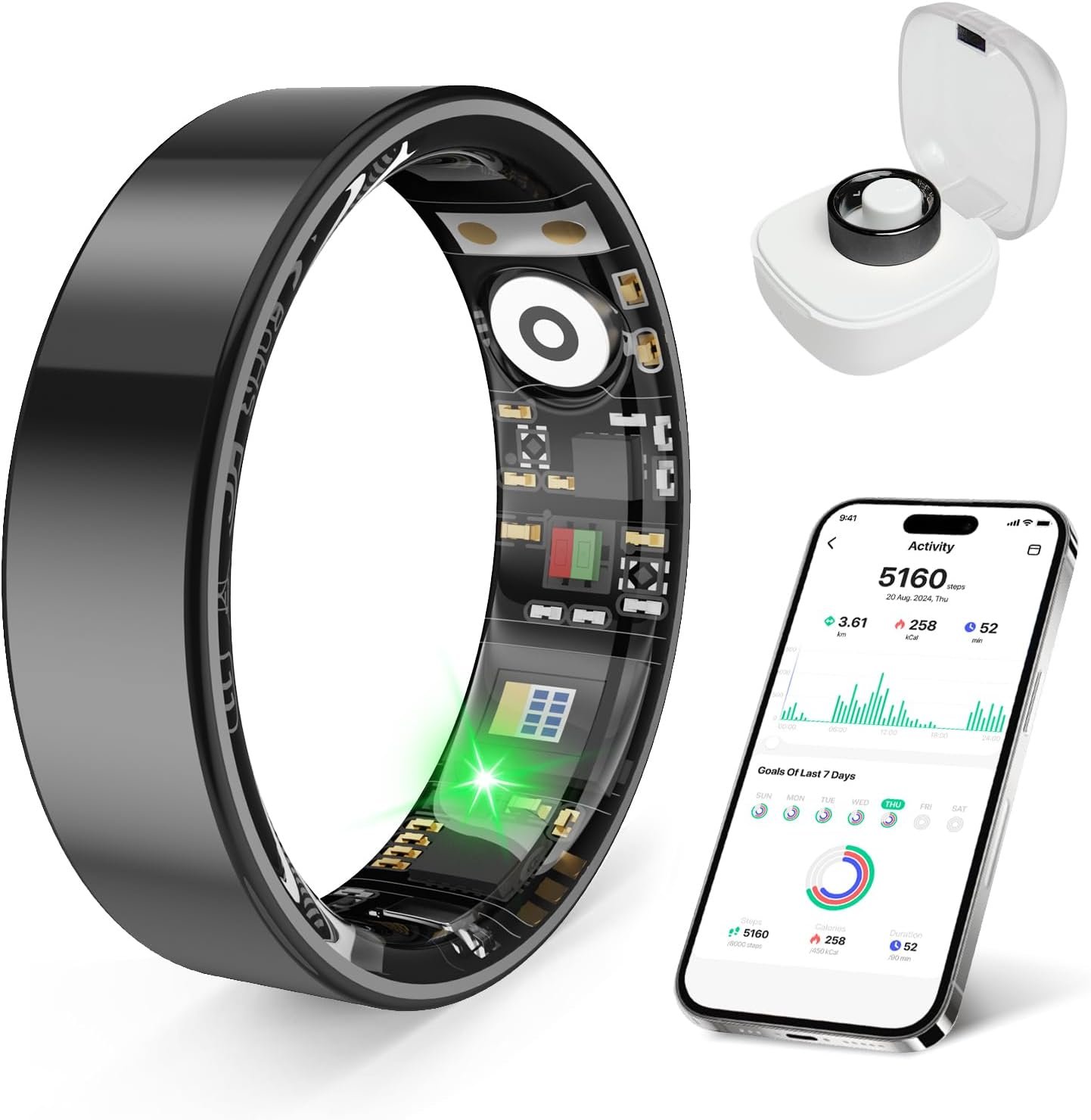 2026 Smart Ring Health Tracker for Men Women, Sleep Stress Exercise Health Monitoring, IP68 Waterproof, Long Battery Life, No Subscription, iOS Android Compatible (Black, 10)