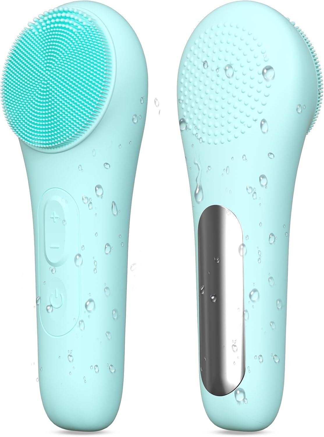 Rechargeable Silicone Facial Cleansing Brush for Women & Men – 5 Modes Waterproof Face Scrubber with Heat Massage, Deep Cleansing & Exfoliating Electric Face Brush (Green)