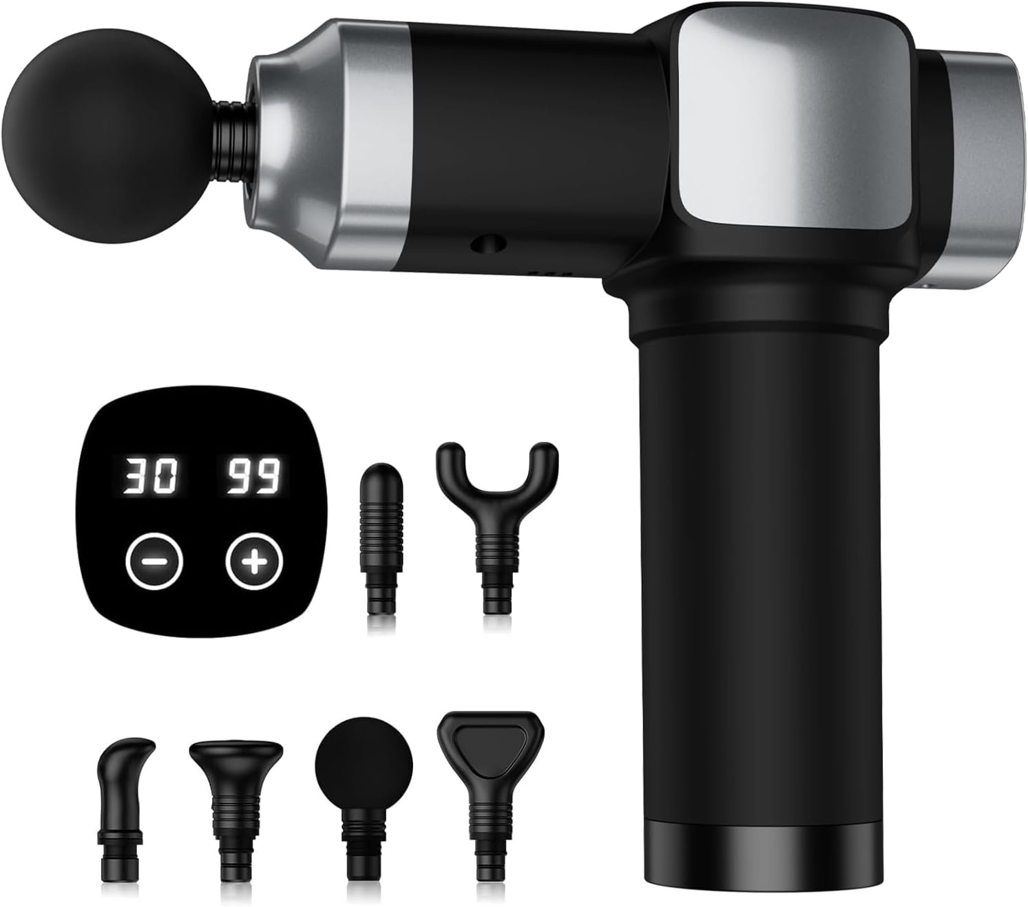 Massage Gun Deep Tissue, Portable Percussion Electric Muscle Massager for Pain Relief, Handheld Massagers with 30 Speeds & 6 Attachments for Back and Neck, Gifts for Men Women