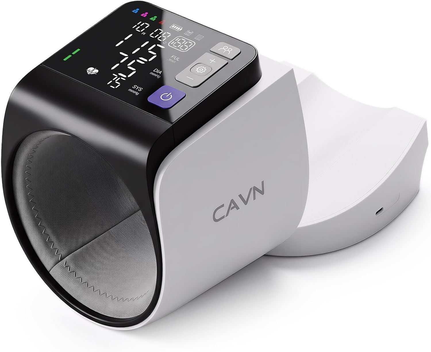 CAVN Blood Pressure Monitor for Home Use, No-Wrap BP Monitor | Arm Tunnel Design, One-Touch Operation, Large Display, Fits 8.7″-15.7″ Arms, 4 Users x 199 Memory, USB-C or Battery Powered