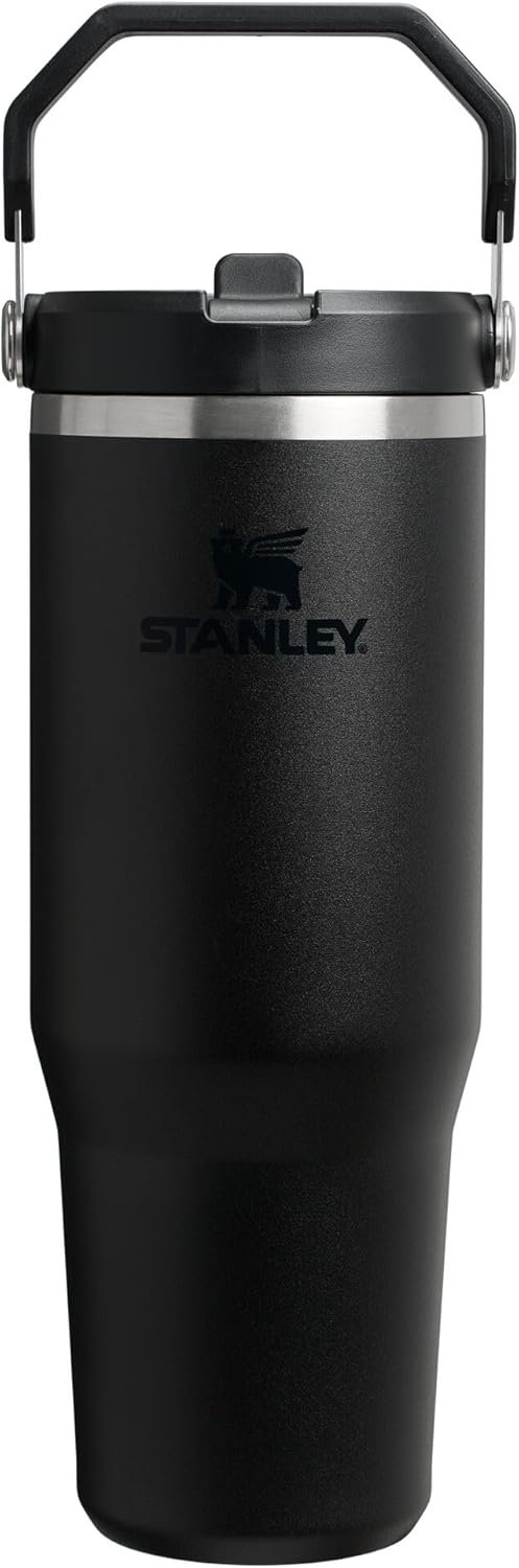 STANLEY IceFlow 2.0 Flip Straw Tumbler, 30 oz, Black 2.0 | Easy Carry Handle | Twist On Lid and Flip Up Straw | Leak Resistant Water Bottle | Insulated Stainless Steel | BPA-Free