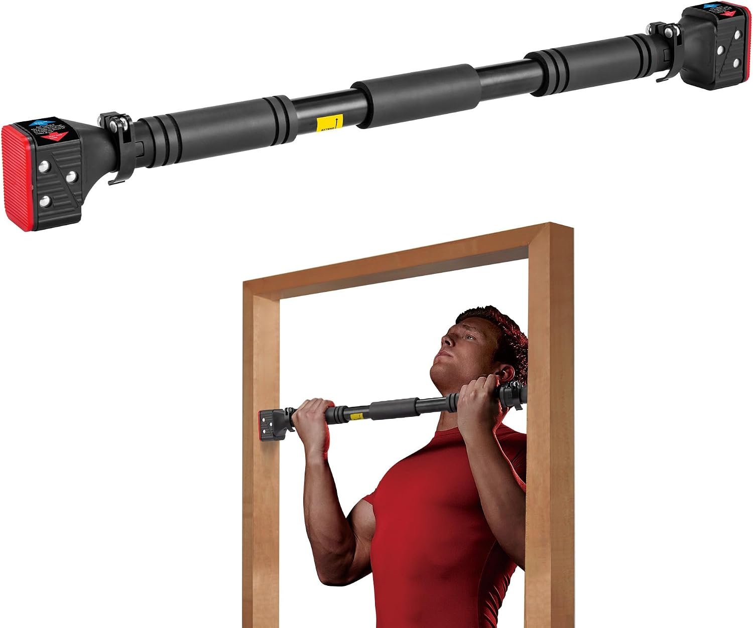 leikefitness Pull-Up Bar For Door Frame Chin Up Bar Upper Body Workout 28.3″- 37.8″ Adjustable Portable Training Pull-Up Bars without Screw – Adjustable Width Locking Mechanism