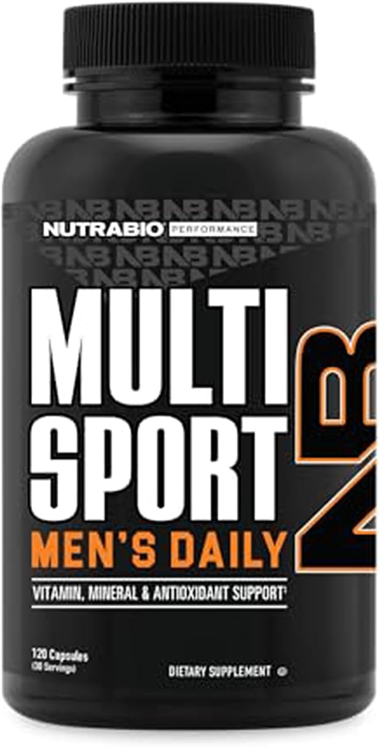 NutraBio Multisport for Men – Mens MultiVitamin – 33 Vitamins, Minerals, Micronutrients – Rich in Antioxidants – Supports Peak Athletic Performance, Energy, Metabolism (120 Vegetable Capsules)