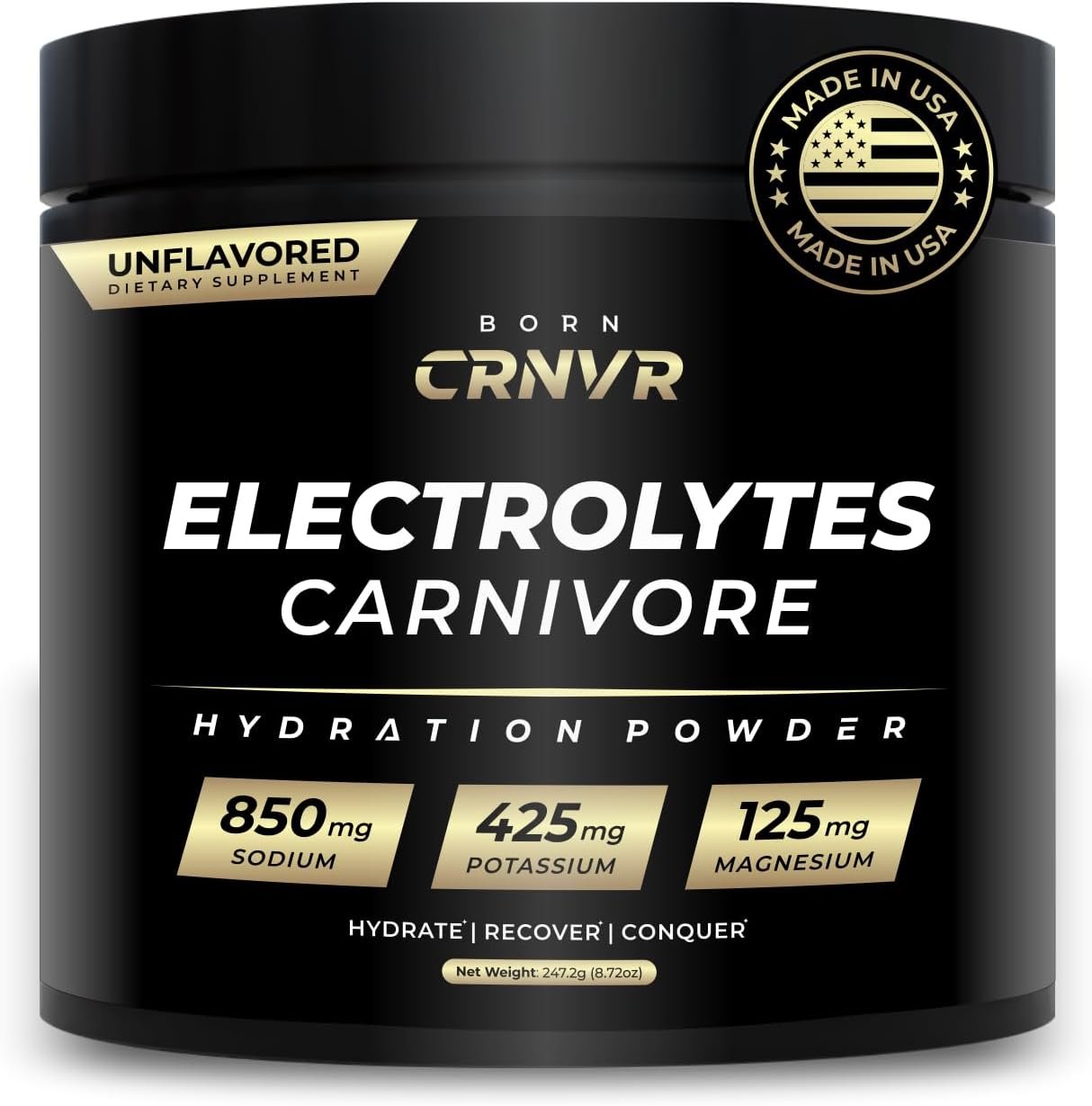 Carnivore Electrolytes Powder – High Sodium (850mg) Unflavored | Zero Sugar, No Fillers | Electrolyte Replacement for Keto & Fasting Hydration | Energy & Performance | 60 Servings