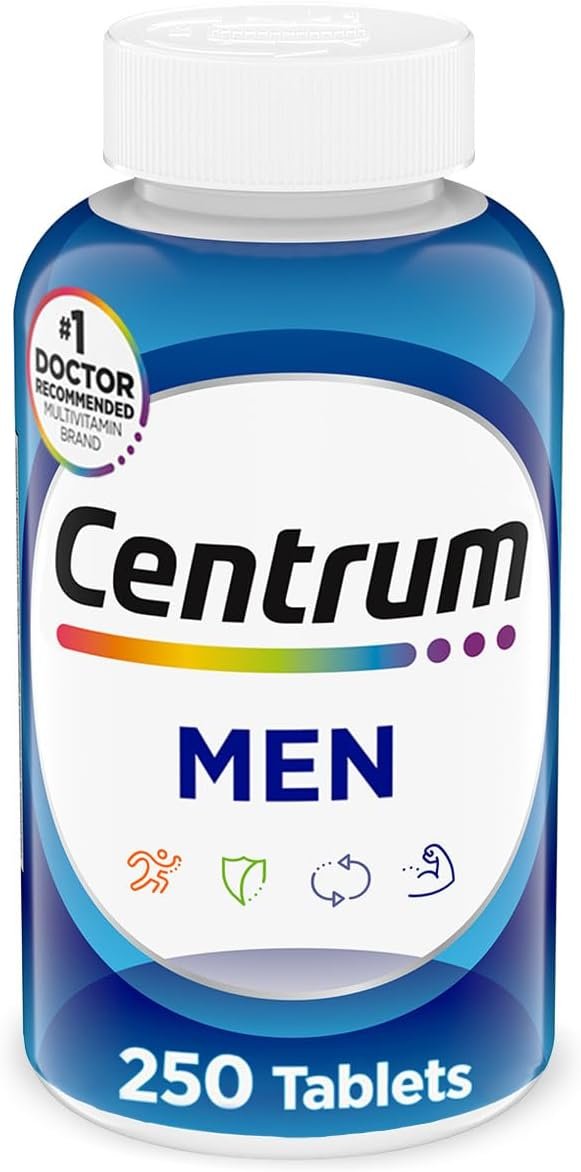 Centrum Multivitamin for Men, Multivitamin/Multimineral Supplement with Vitamin D3, B Vitamins and Antioxidants, Gluten Free, Non-GMO Ingredients -Tablet 200 Count | Contains Vitamin D3, B Vitamins and Antioxidants, Gluten Free, Non-GMO Ingredients, GLP-1 Support